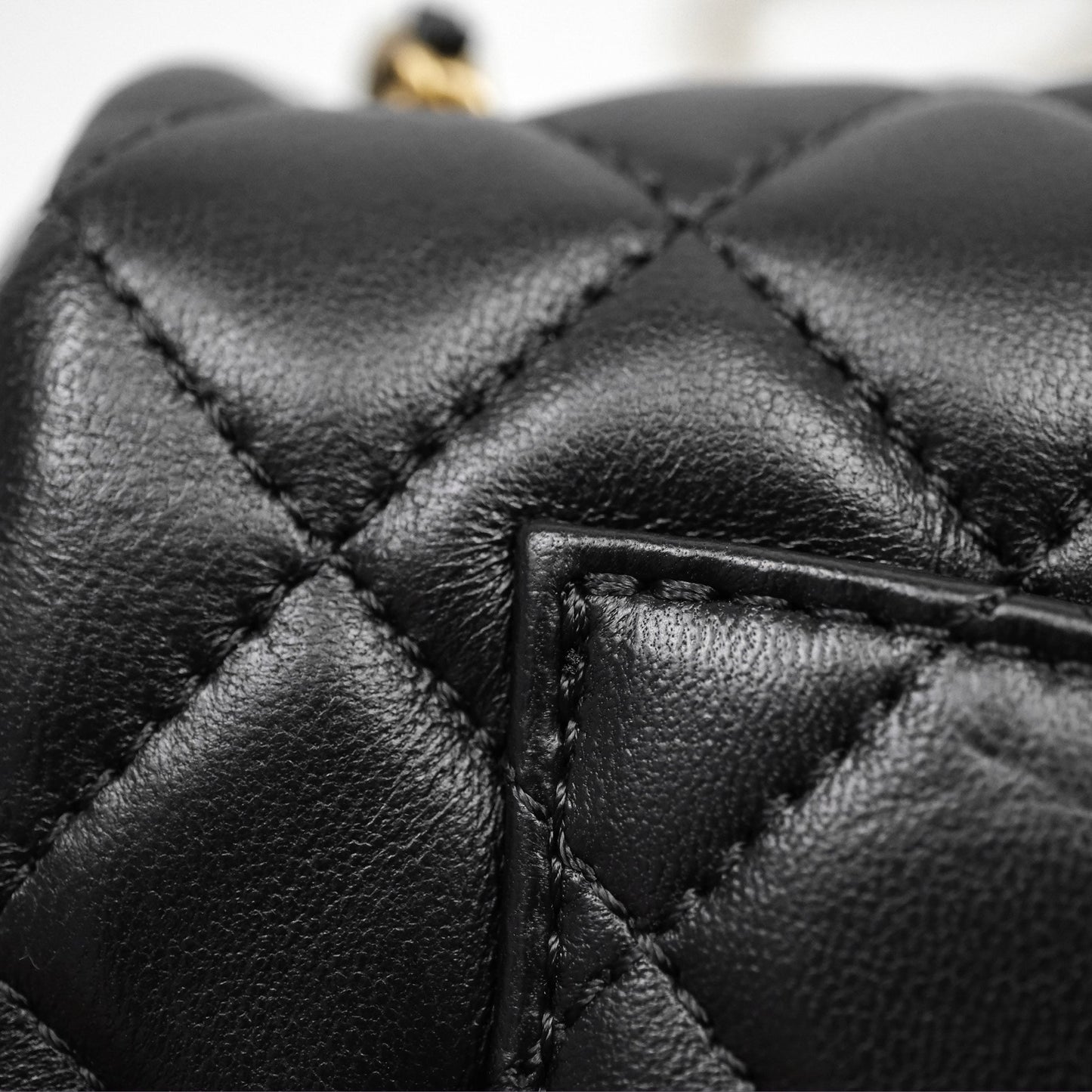 Chanel Mini Rectangular Pearl Crush Quilted Black Lambskin Aged Gold Hardware