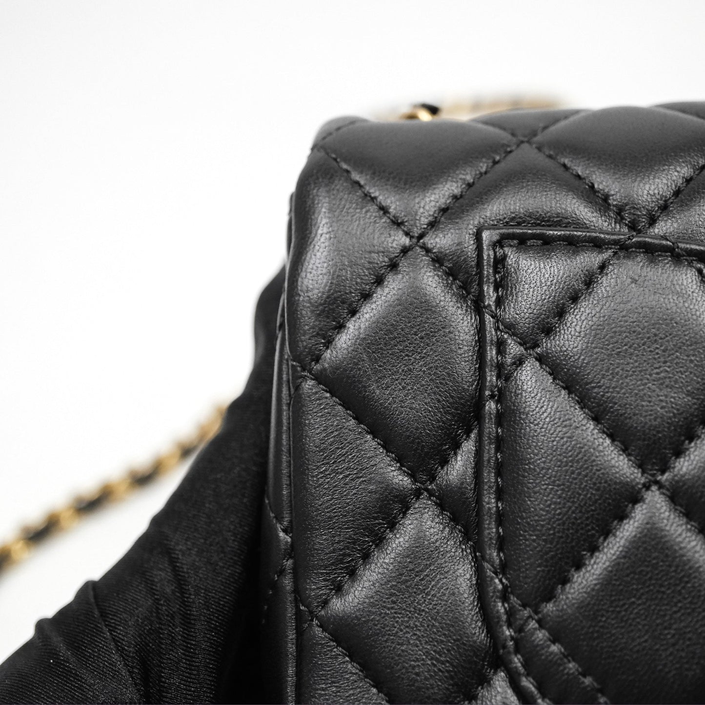 Chanel Mini Rectangular Pearl Crush Quilted Black Lambskin Aged Gold Hardware