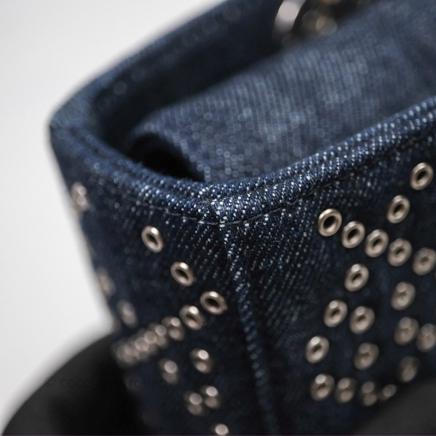 Christian Dior Medium Lady D-Joy Denim Eyelet Silver Hardware
