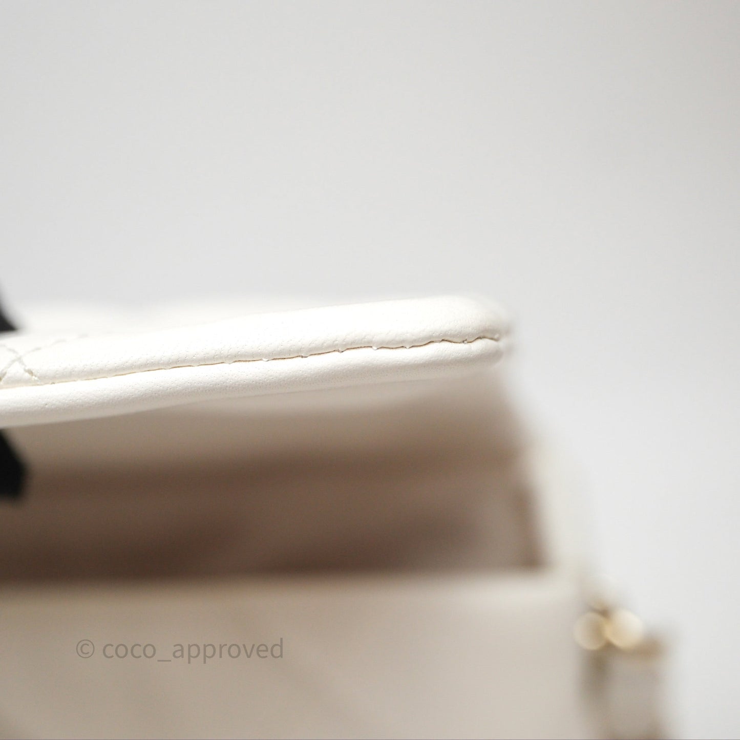 Chanel CC Flap Bag With Logo on Chain Lambskin White Gold Hardware