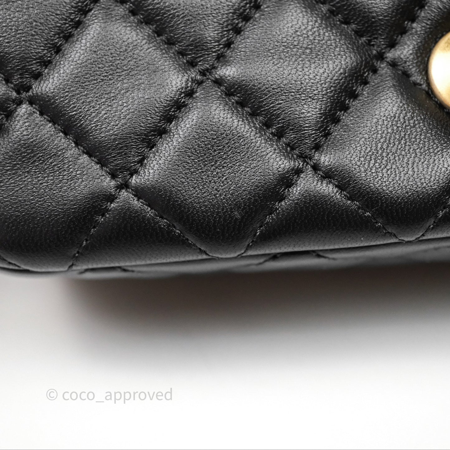 Chanel Mini Rectangular Pearl Crush Quilted Black Lambskin Aged Gold Hardware