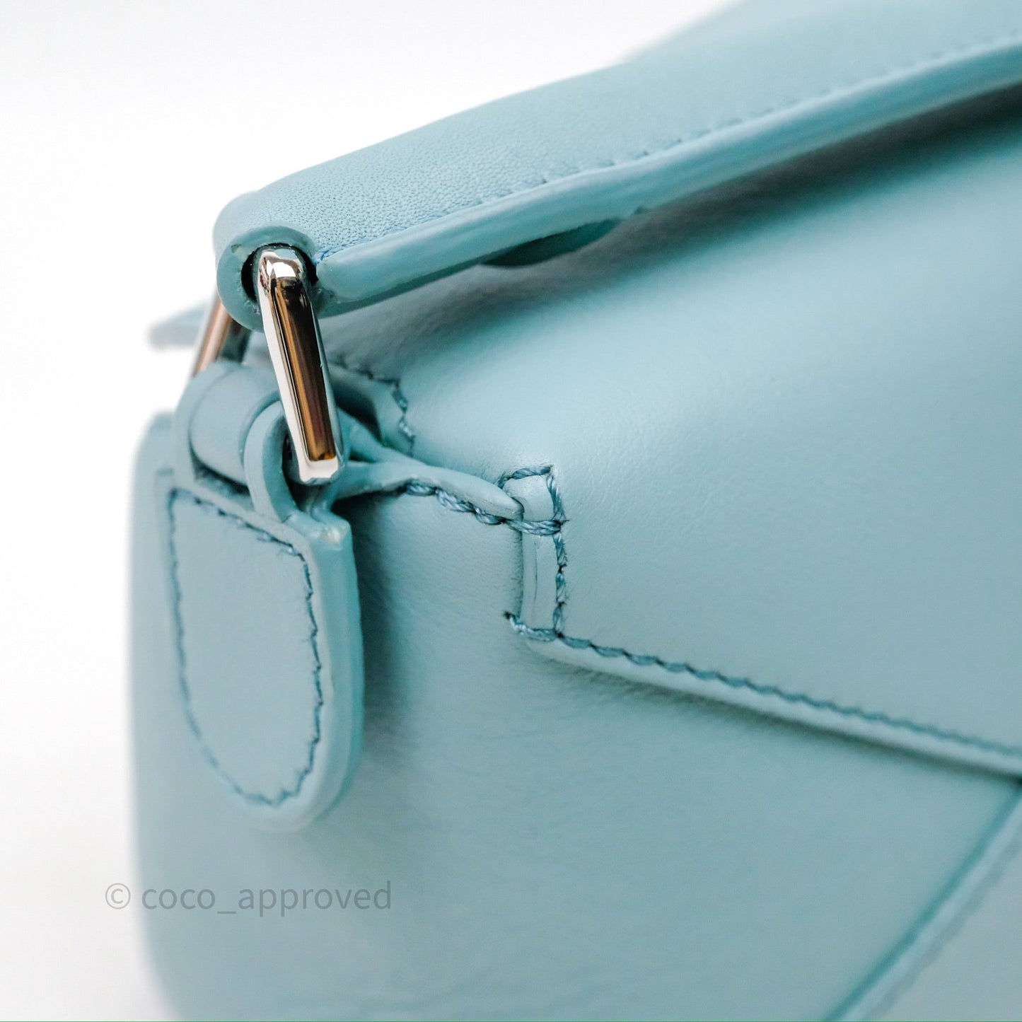 Loewe Mini Squid Suna Puzzle Bag Blue Silver Hardware