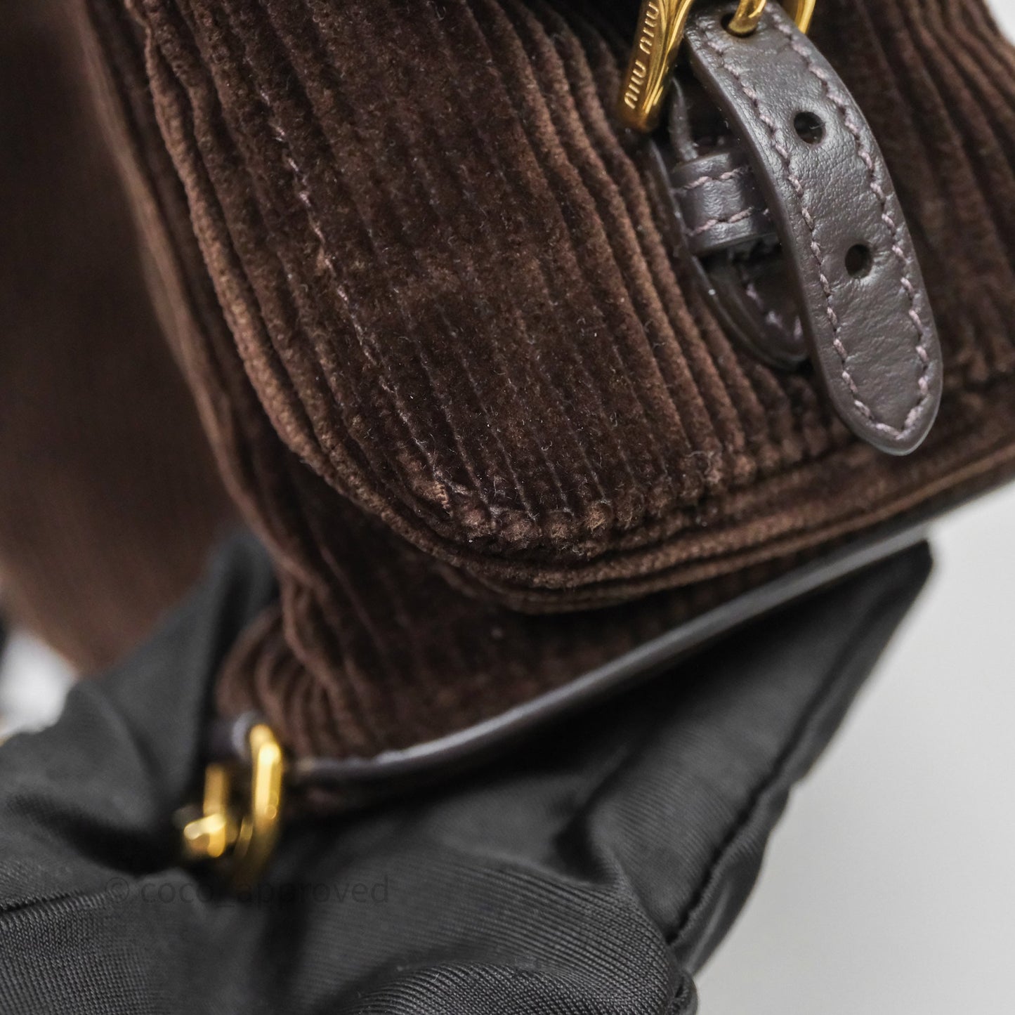 Miu Miu Corduroy Backpack Ebony