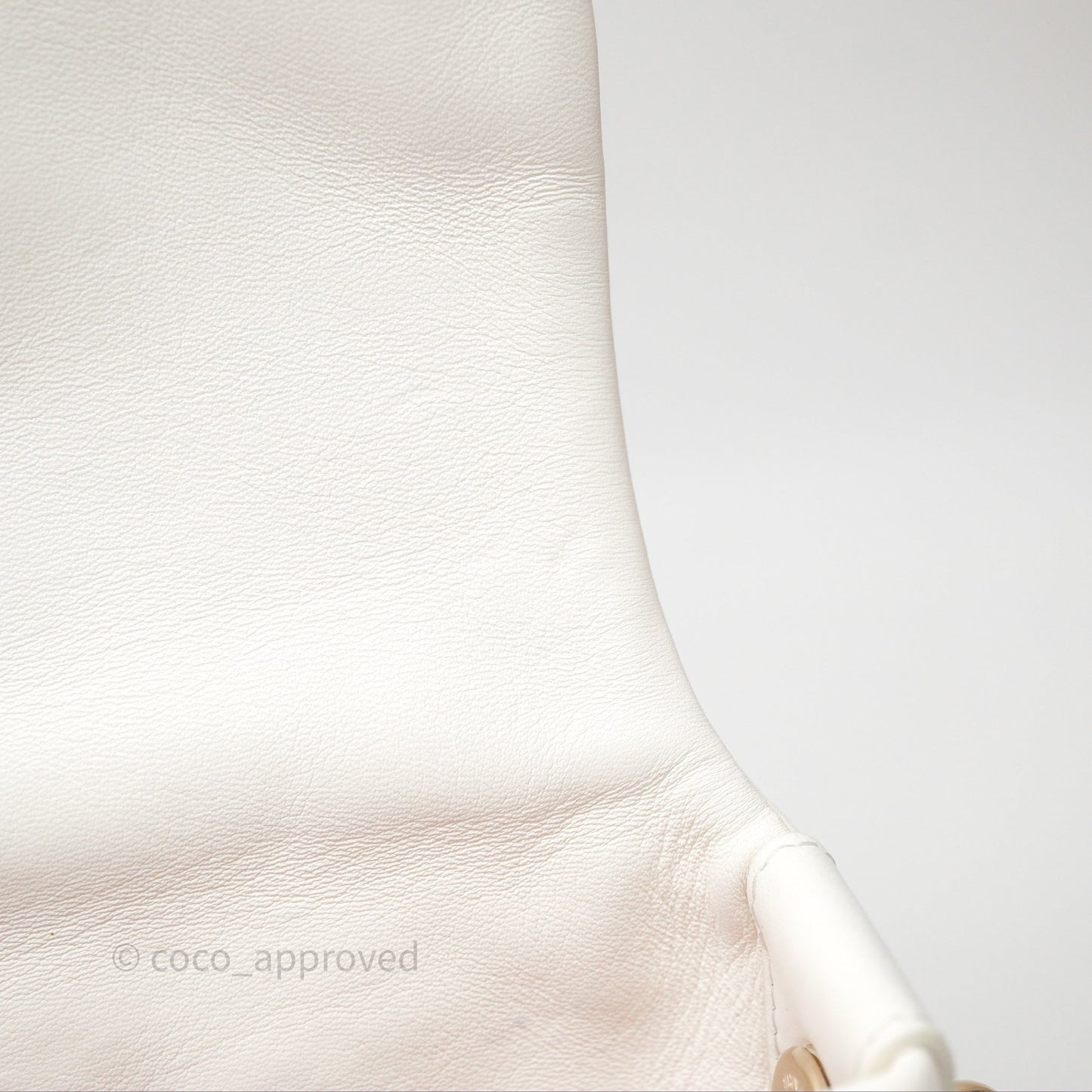Chanel CC Flap Bag With Logo on Chain Lambskin White Gold Hardware
