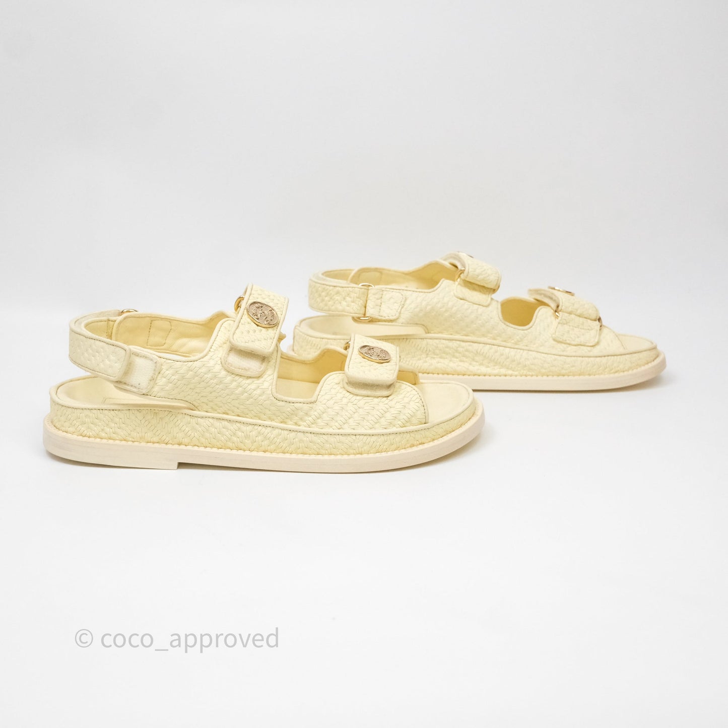 Chanel Dad Sandals Medallion Yellow Size 37