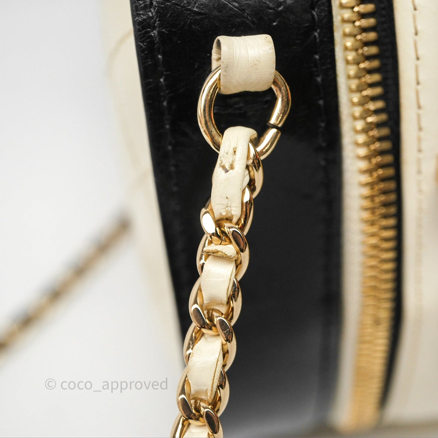 Chanel Quilted Stitched Vanity Case Bag Black/Ivory Calfskin Gold Hardware