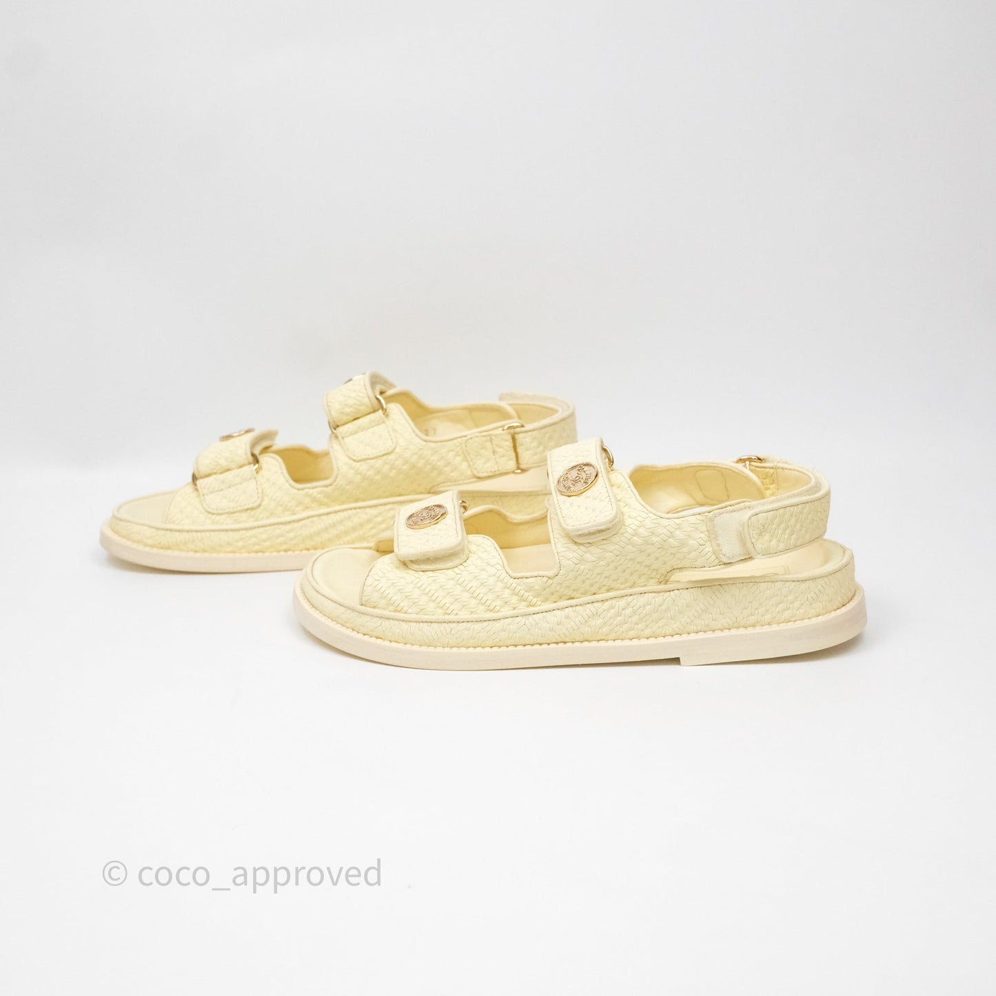 Chanel Dad Sandals Medallion Yellow Size 37