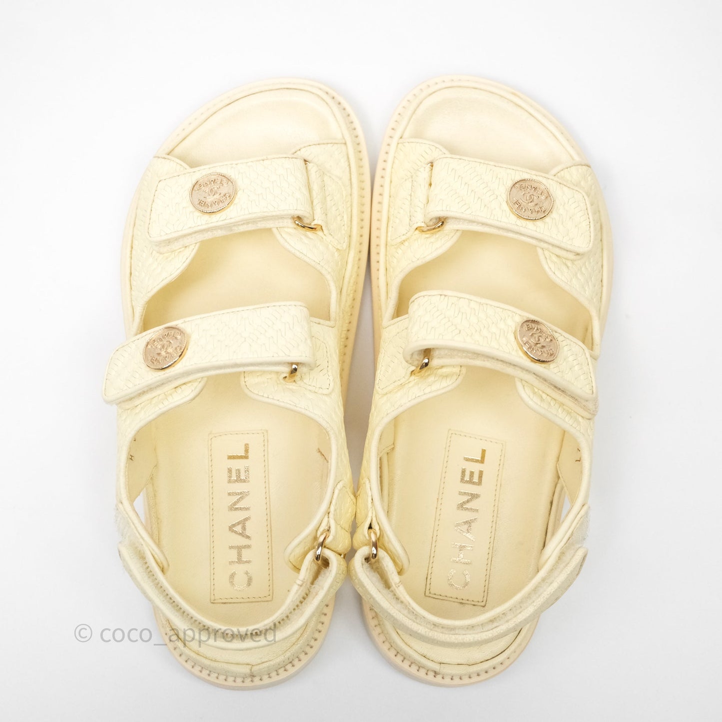 Chanel Dad Sandals Medallion Yellow Size 37