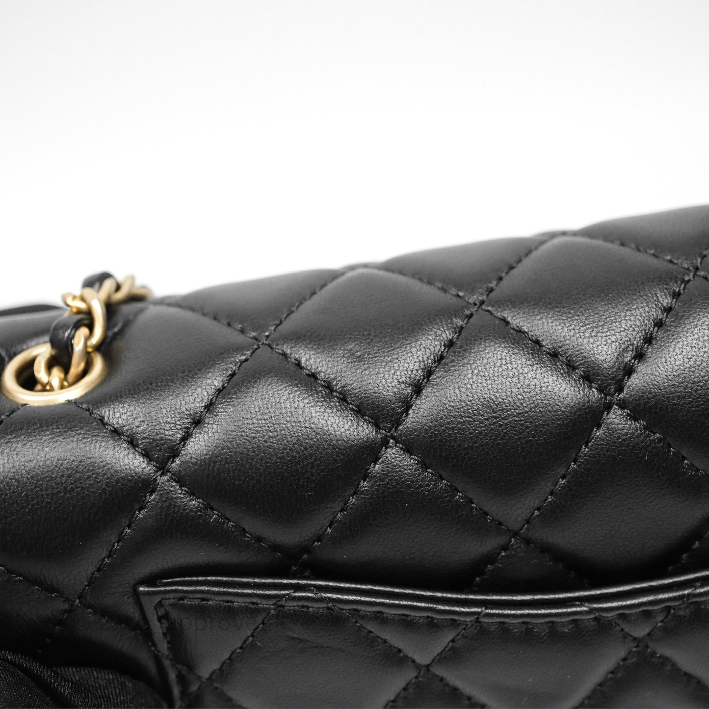 Chanel Mini Rectangular Pearl Crush Quilted Black Lambskin Aged Gold Hardware