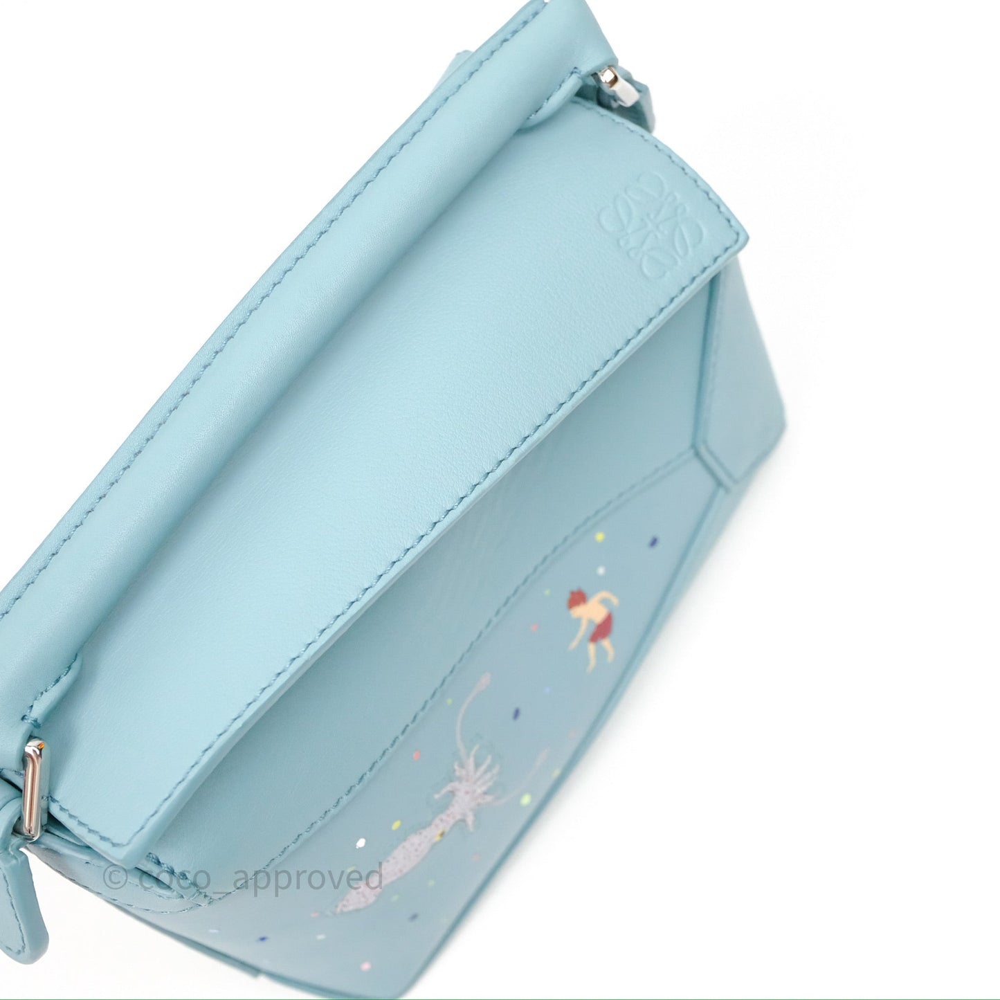 Loewe Mini Squid Suna Puzzle Bag Blue Silver Hardware