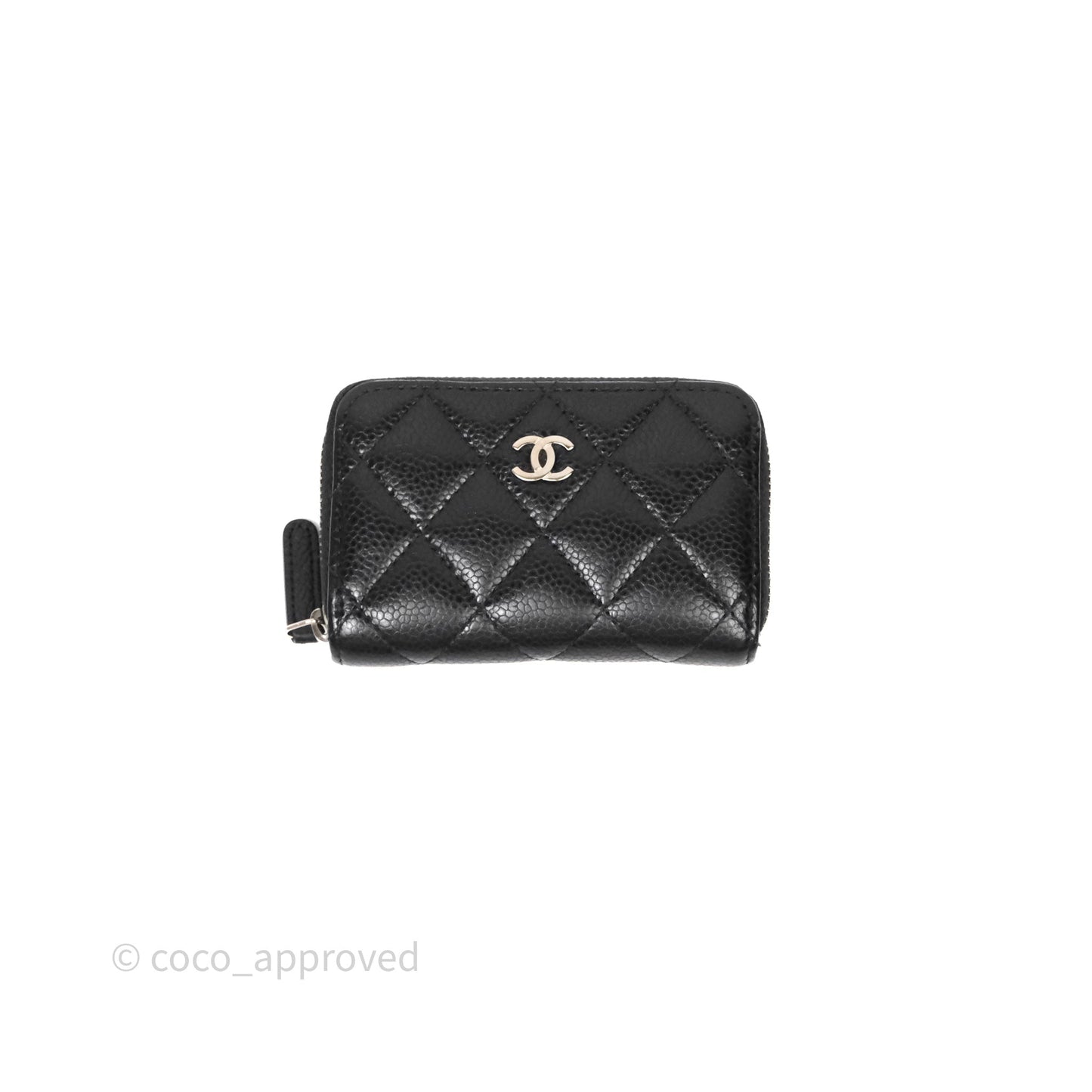 Chanel Classic Zipped Coin Purse Black Caviar Silver Hardware