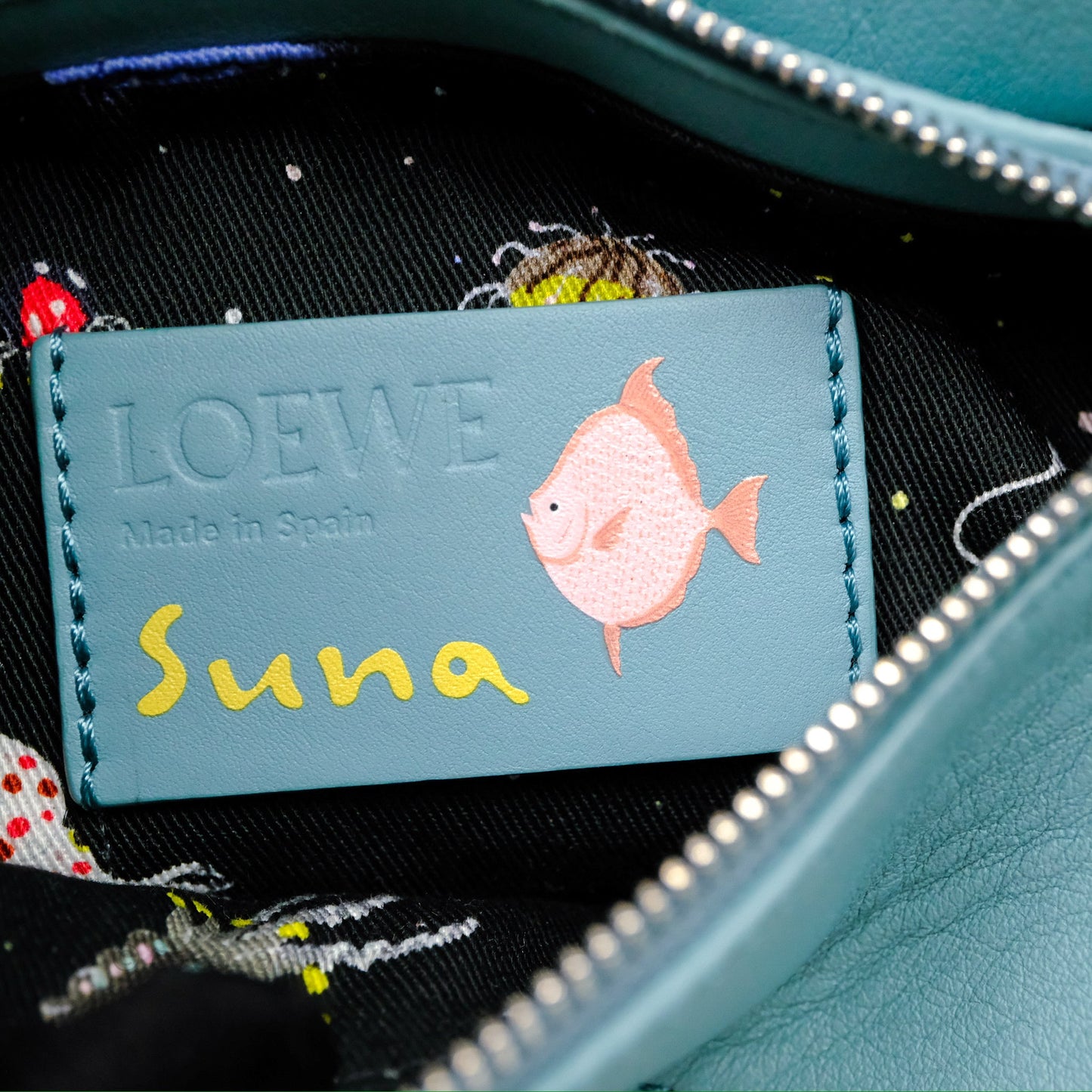 Loewe Mini Squid Suna Puzzle Bag Blue Silver Hardware