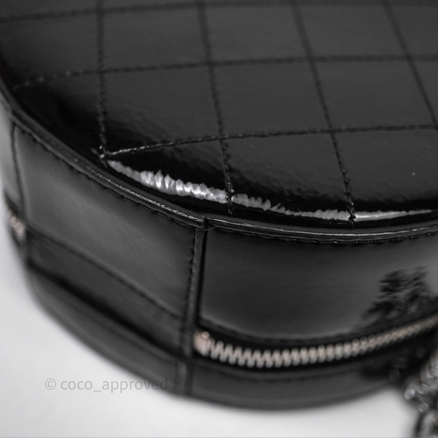 Chanel Round As Earth Bag with Owl Charm Black Patent Silver Hardware