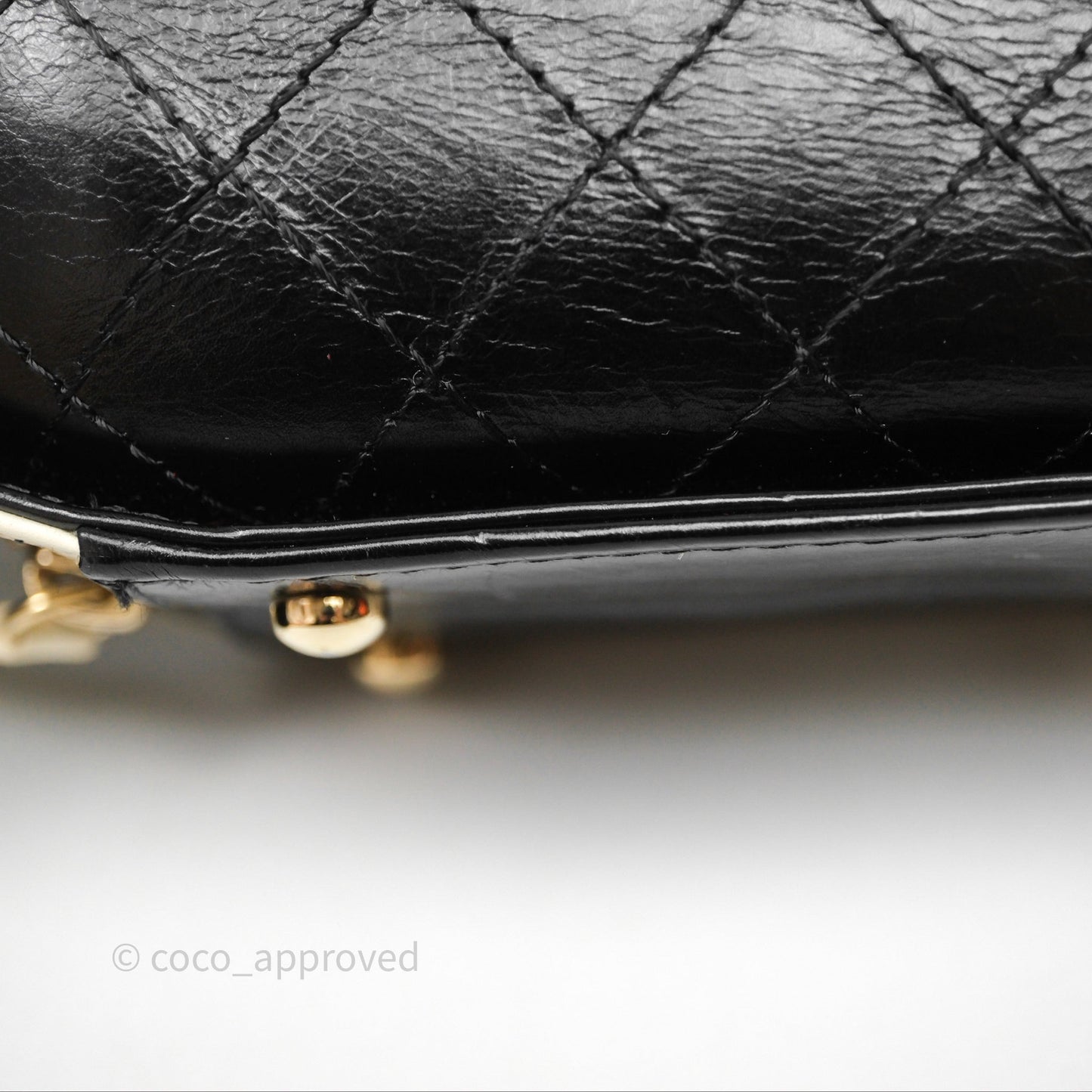 Chanel Quilted Stitched Vanity Case Bag Black/Ivory Calfskin Gold Hardware