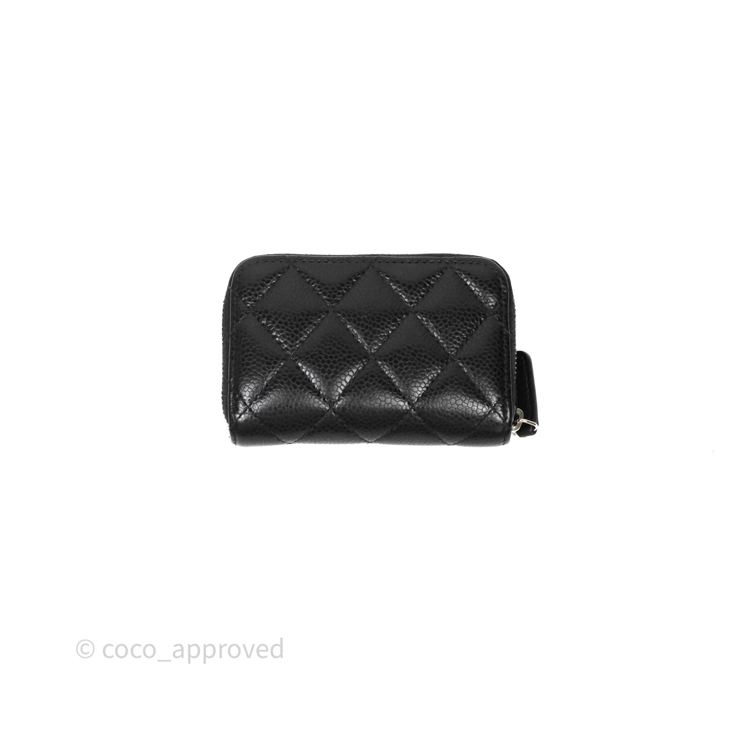 Chanel Classic Zipped Coin Purse Black Caviar Silver Hardware
