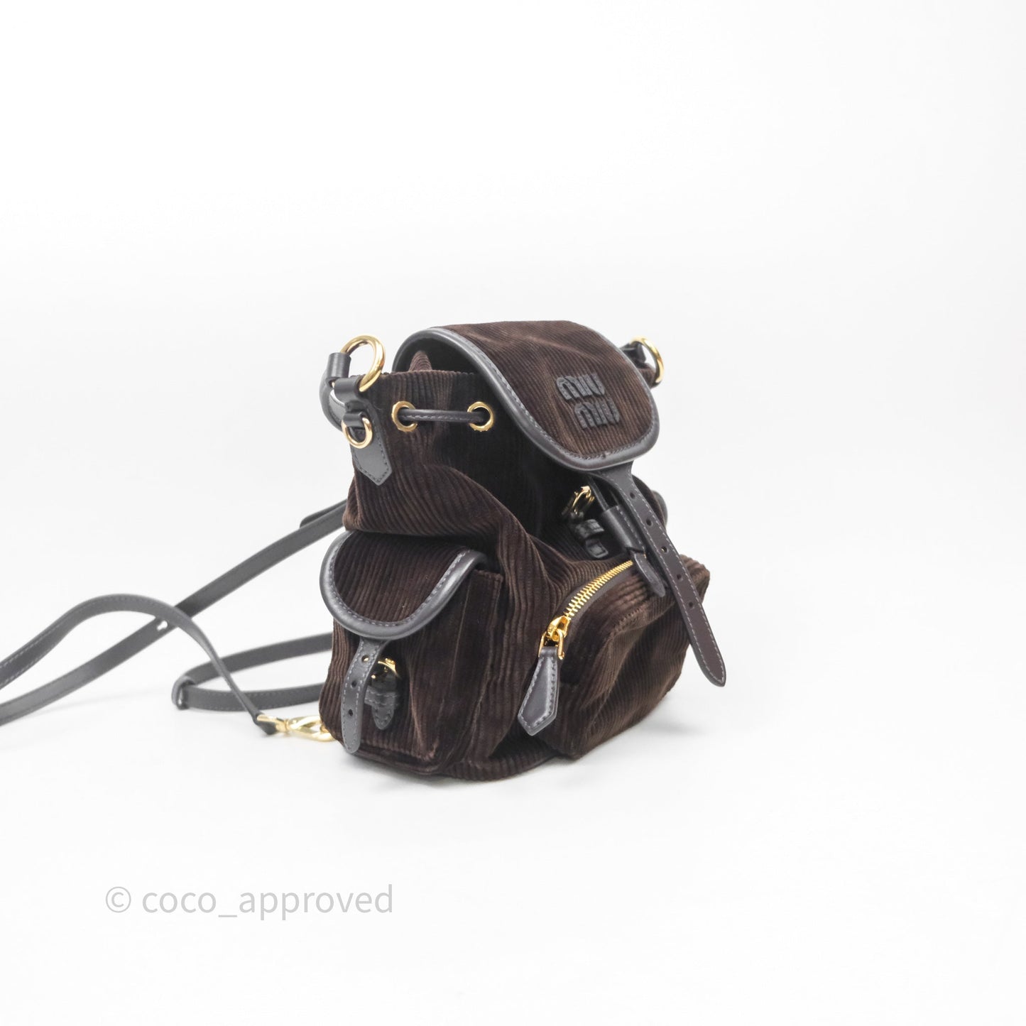 Miu Miu Corduroy Backpack Ebony