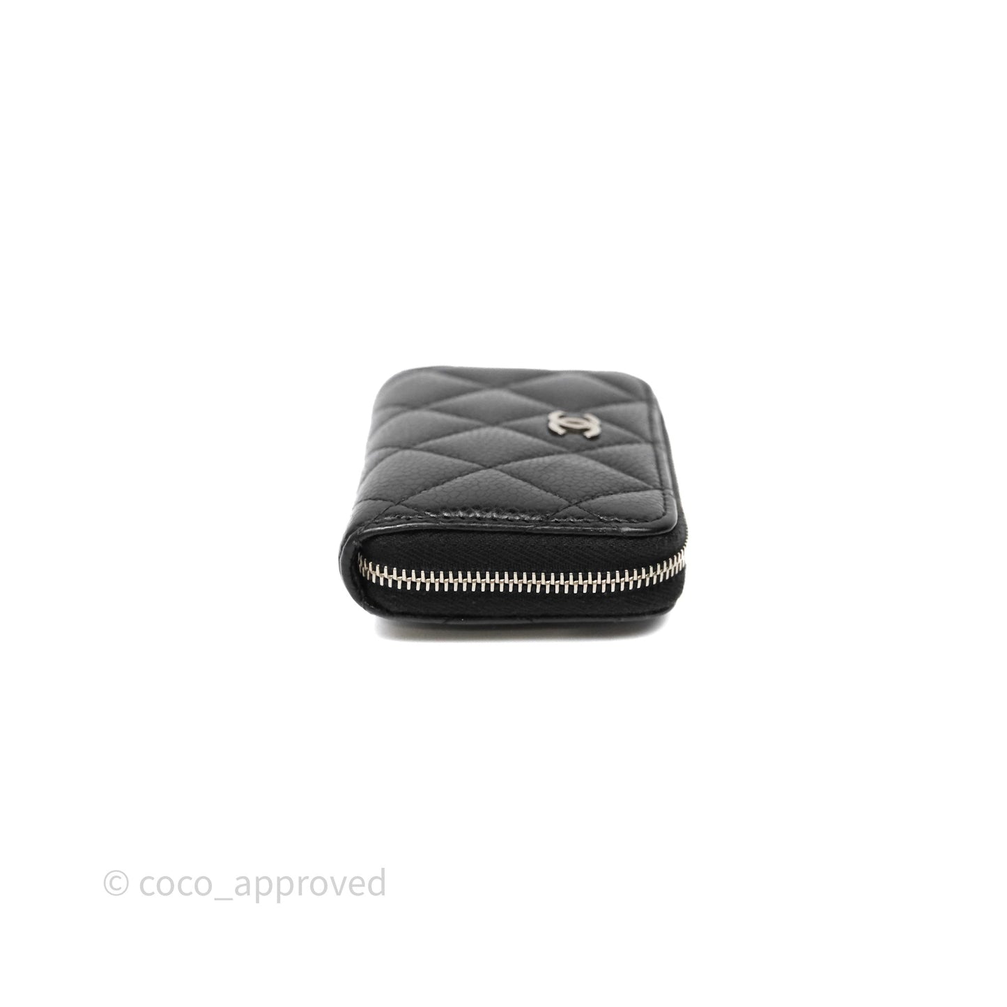 Chanel Classic Zipped Coin Purse Black Caviar Silver Hardware
