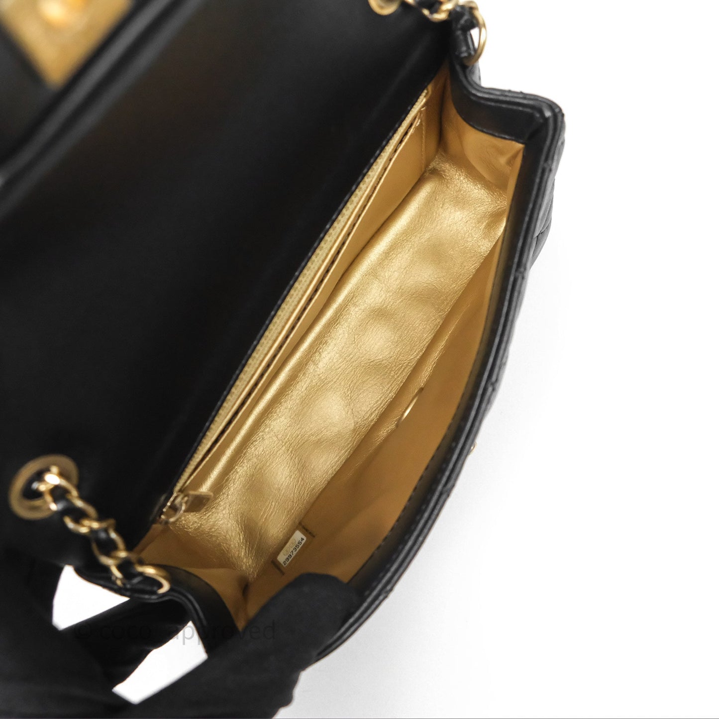 Chanel Mini Rectangular Pearl Crush Quilted Black Lambskin Aged Gold Hardware