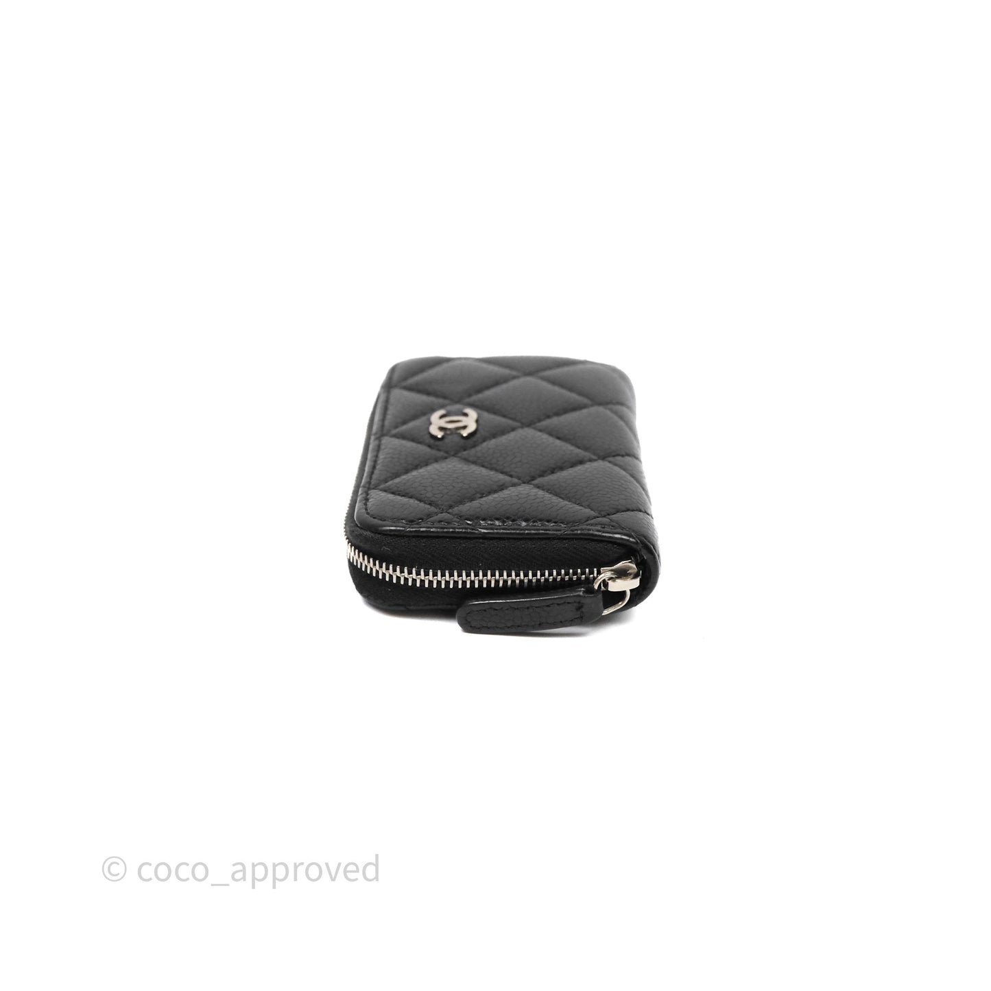 Chanel Classic Zipped Coin Purse Black Caviar Silver Hardware