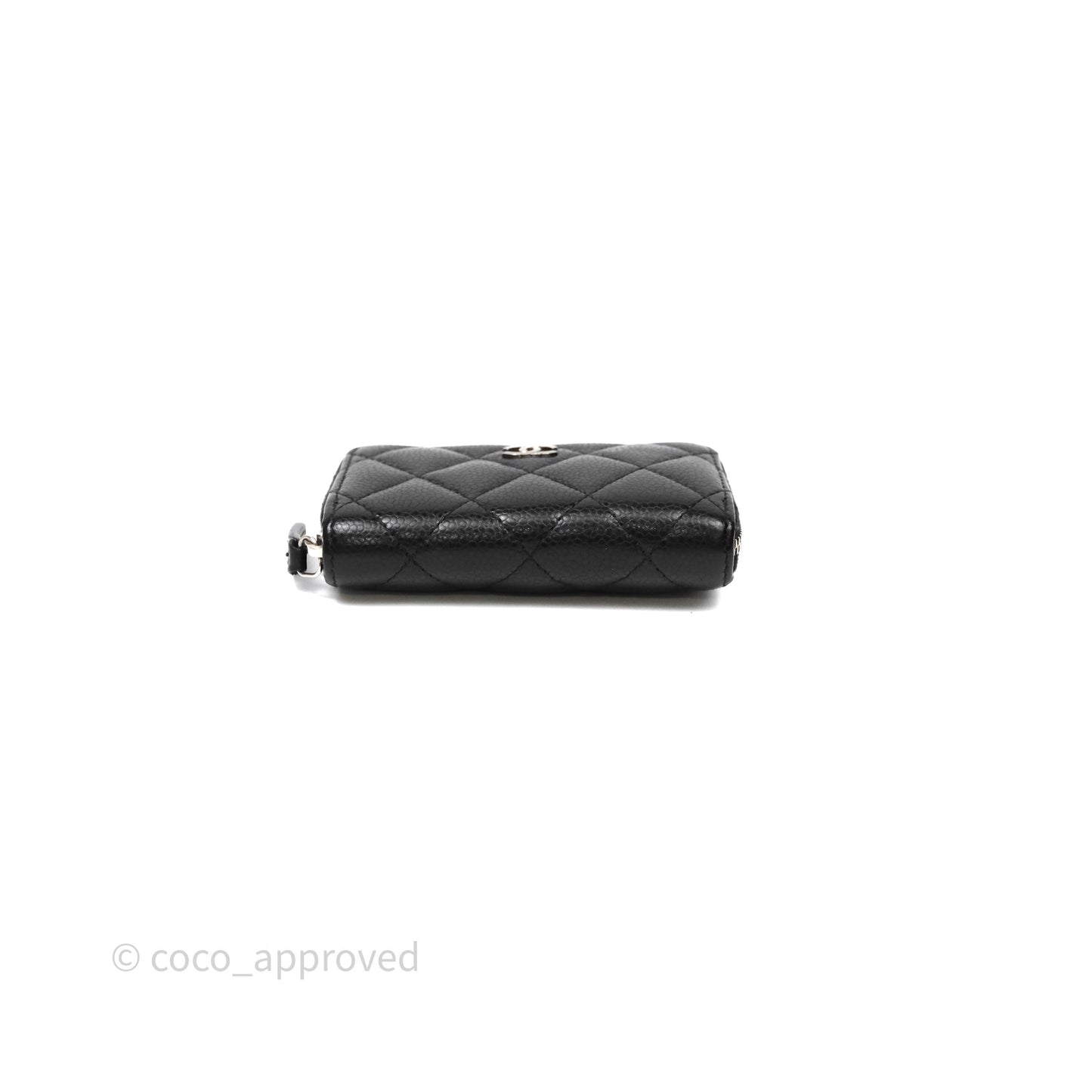 Chanel Classic Zipped Coin Purse Black Caviar Silver Hardware