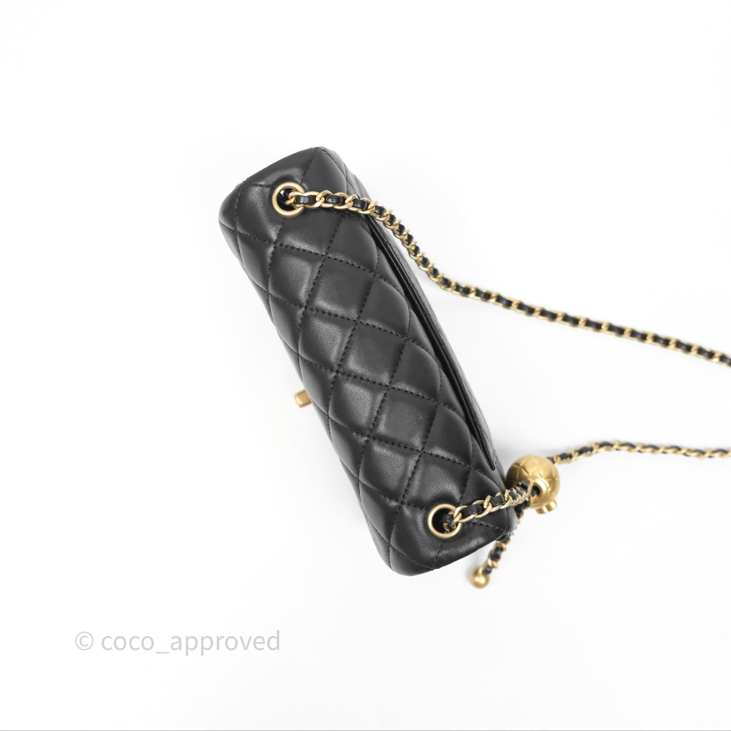 Chanel Mini Rectangular Pearl Crush Quilted Black Lambskin Aged Gold Hardware