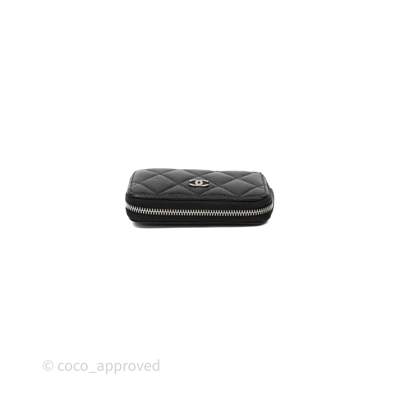 Chanel Classic Zipped Coin Purse Black Caviar Silver Hardware