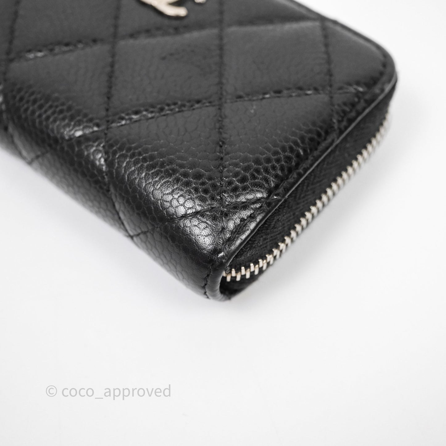 Chanel Classic Zipped Coin Purse Black Caviar Silver Hardware