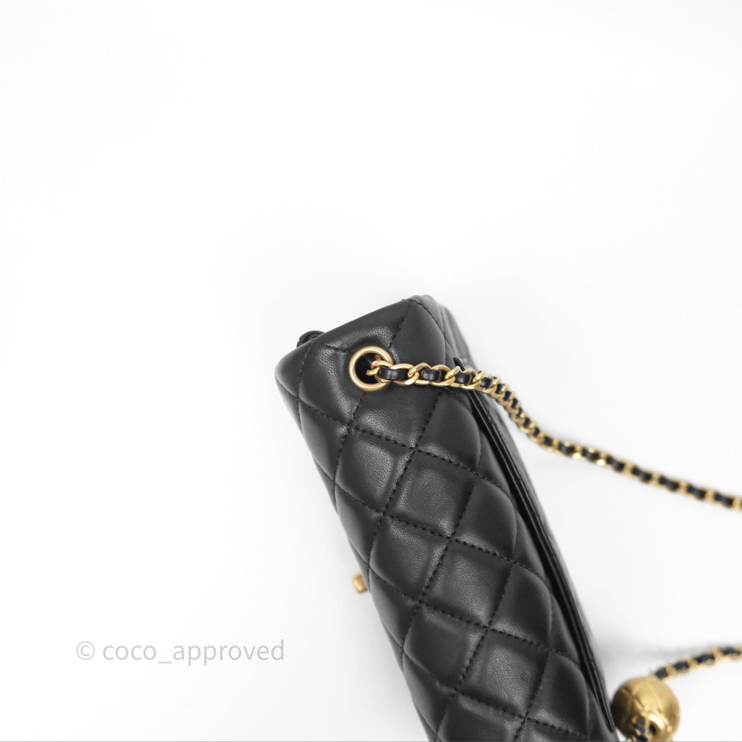 Chanel Mini Rectangular Pearl Crush Quilted Black Lambskin Aged Gold Hardware