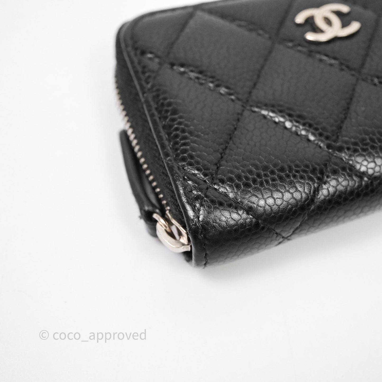 Chanel Classic Zipped Coin Purse Black Caviar Silver Hardware