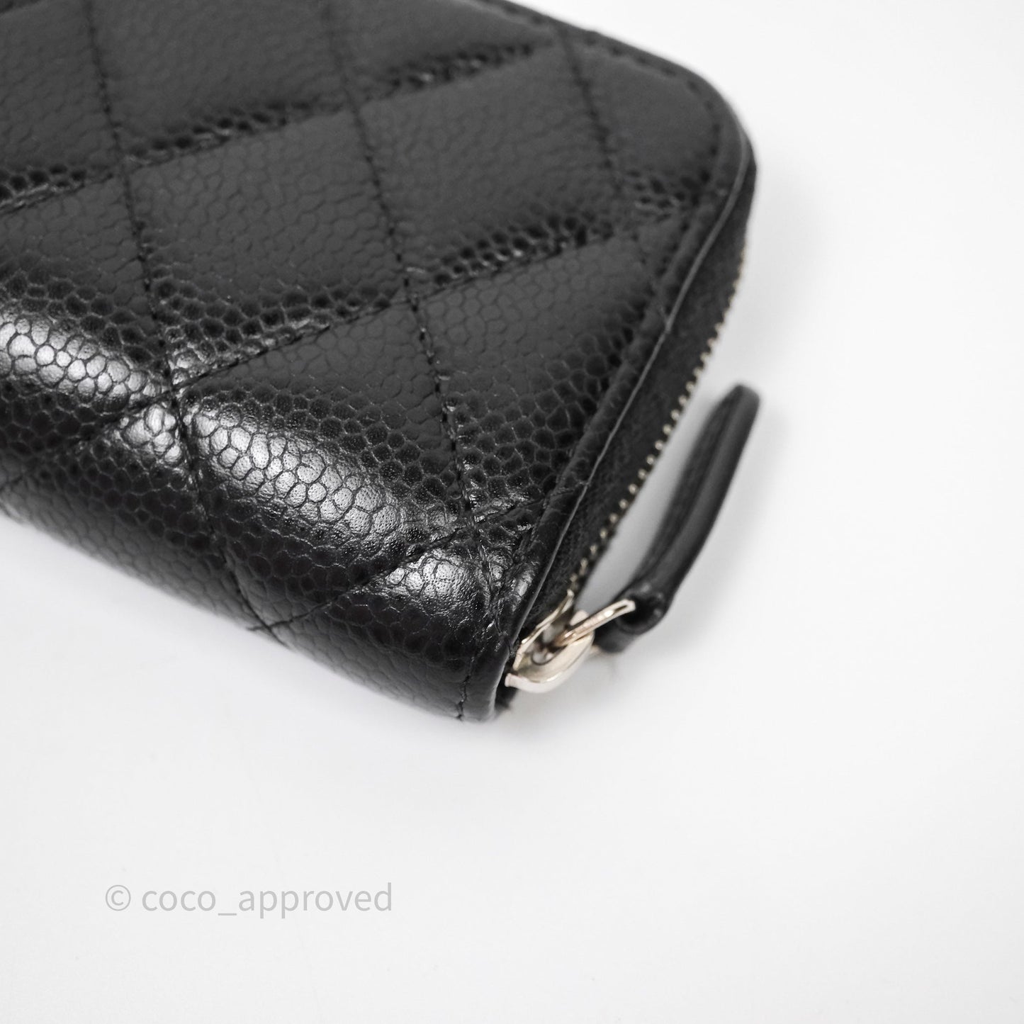 Chanel Classic Zipped Coin Purse Black Caviar Silver Hardware