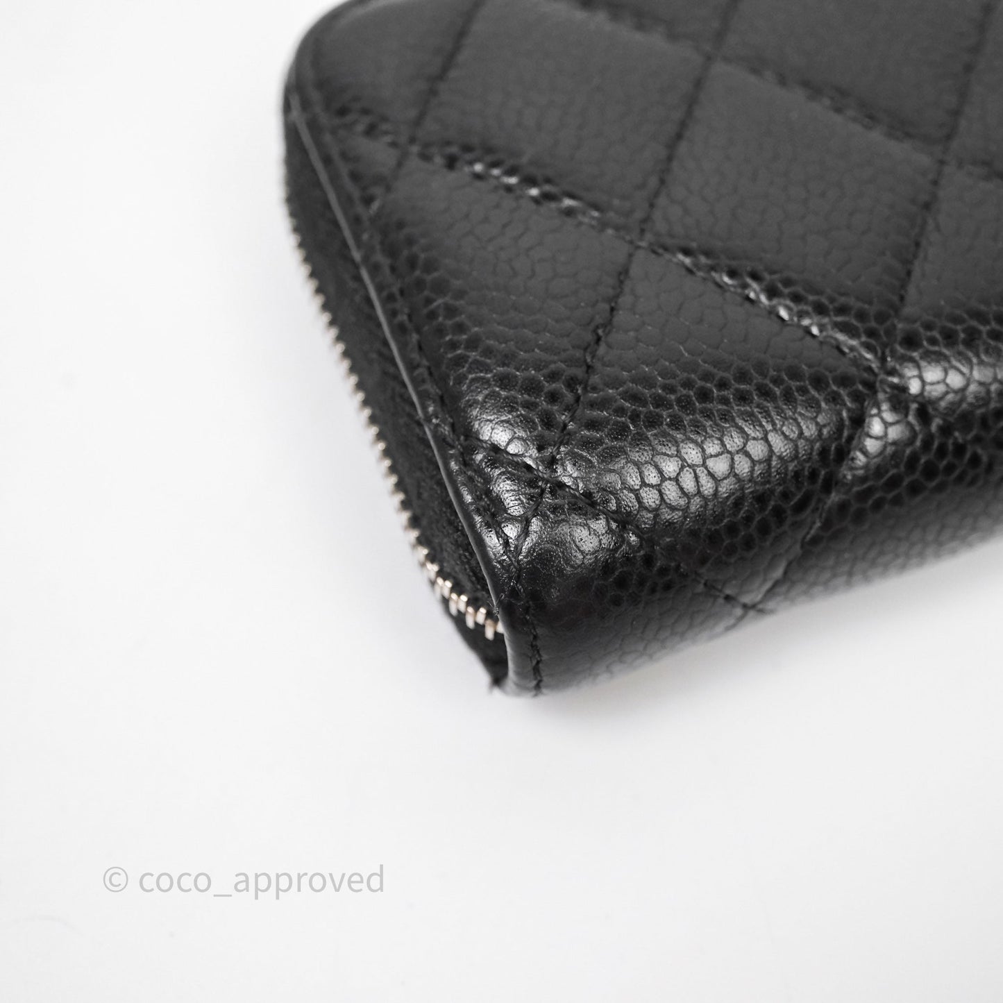 Chanel Classic Zipped Coin Purse Black Caviar Silver Hardware