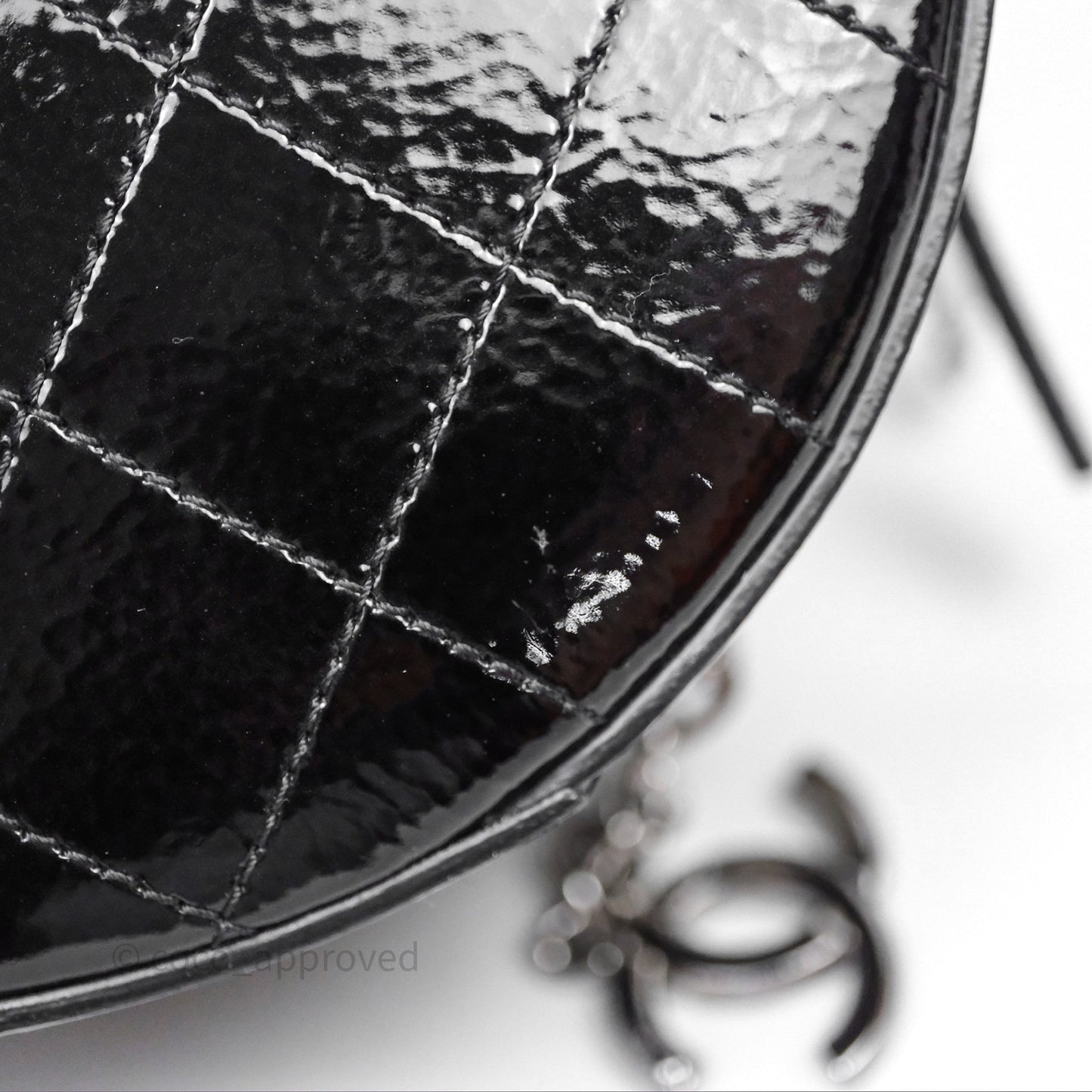 Chanel Round As Earth Bag with Owl Charm Black Patent Silver Hardware