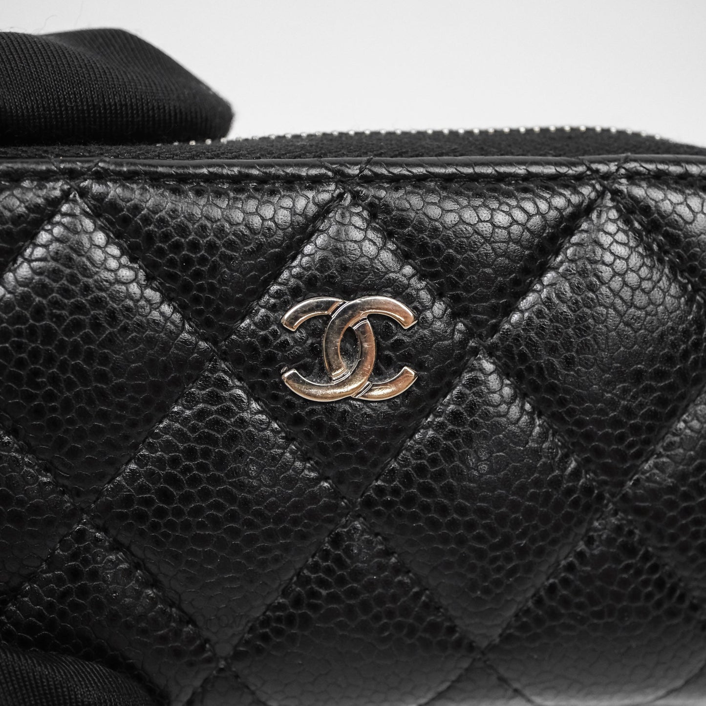 Chanel Classic Zipped Coin Purse Black Caviar Silver Hardware