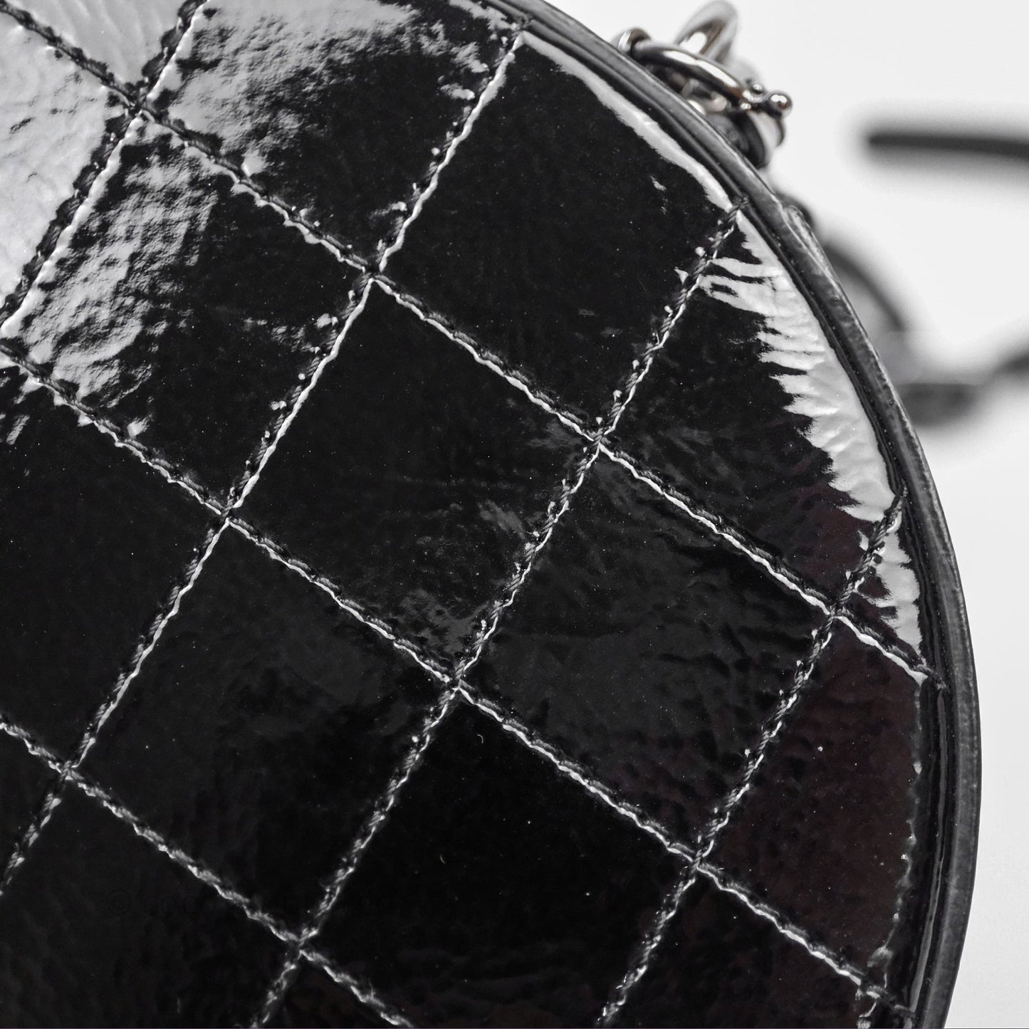 Chanel Round As Earth Bag with Owl Charm Black Patent Silver Hardware