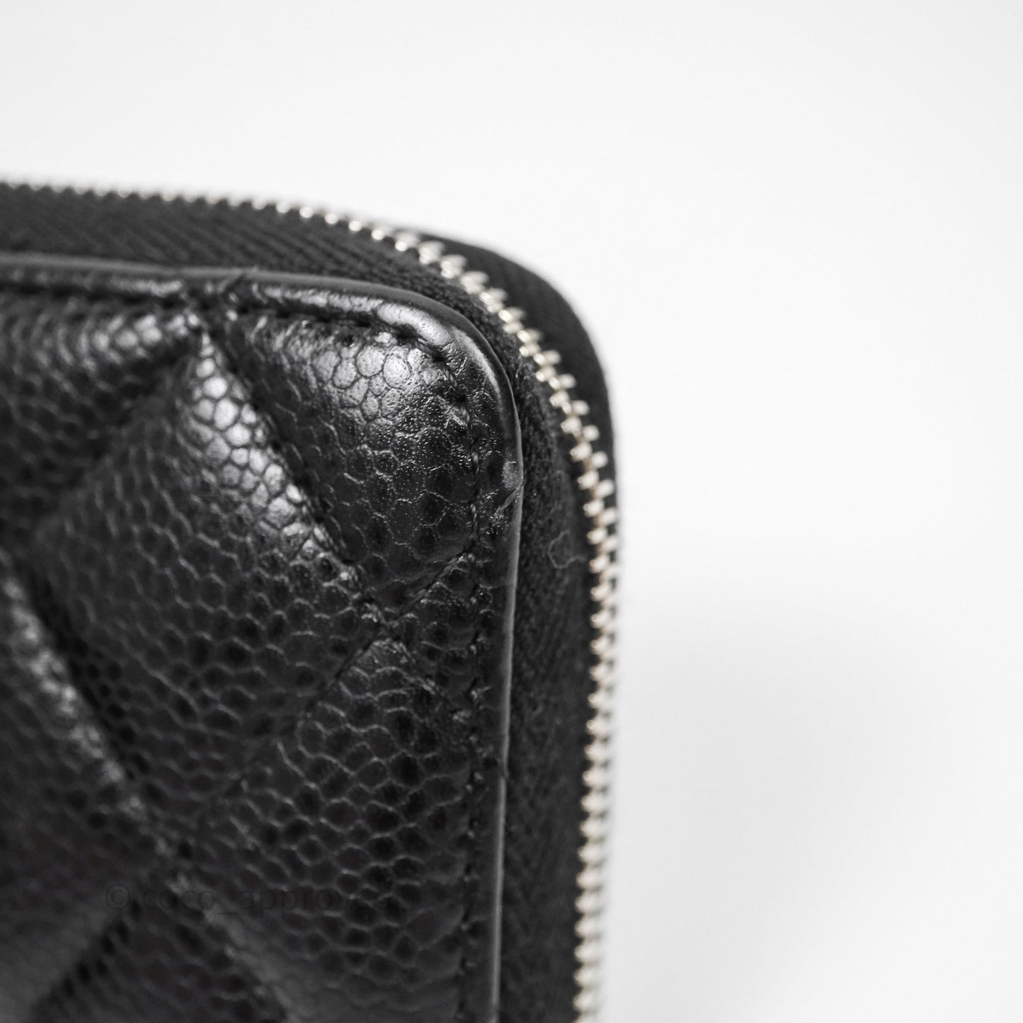 Chanel Classic Zipped Coin Purse Black Caviar Silver Hardware