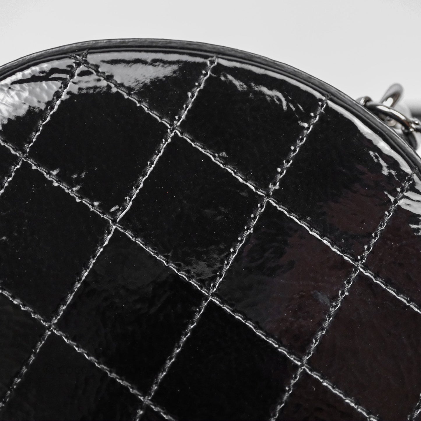 Chanel Round As Earth Bag with Owl Charm Black Patent Silver Hardware