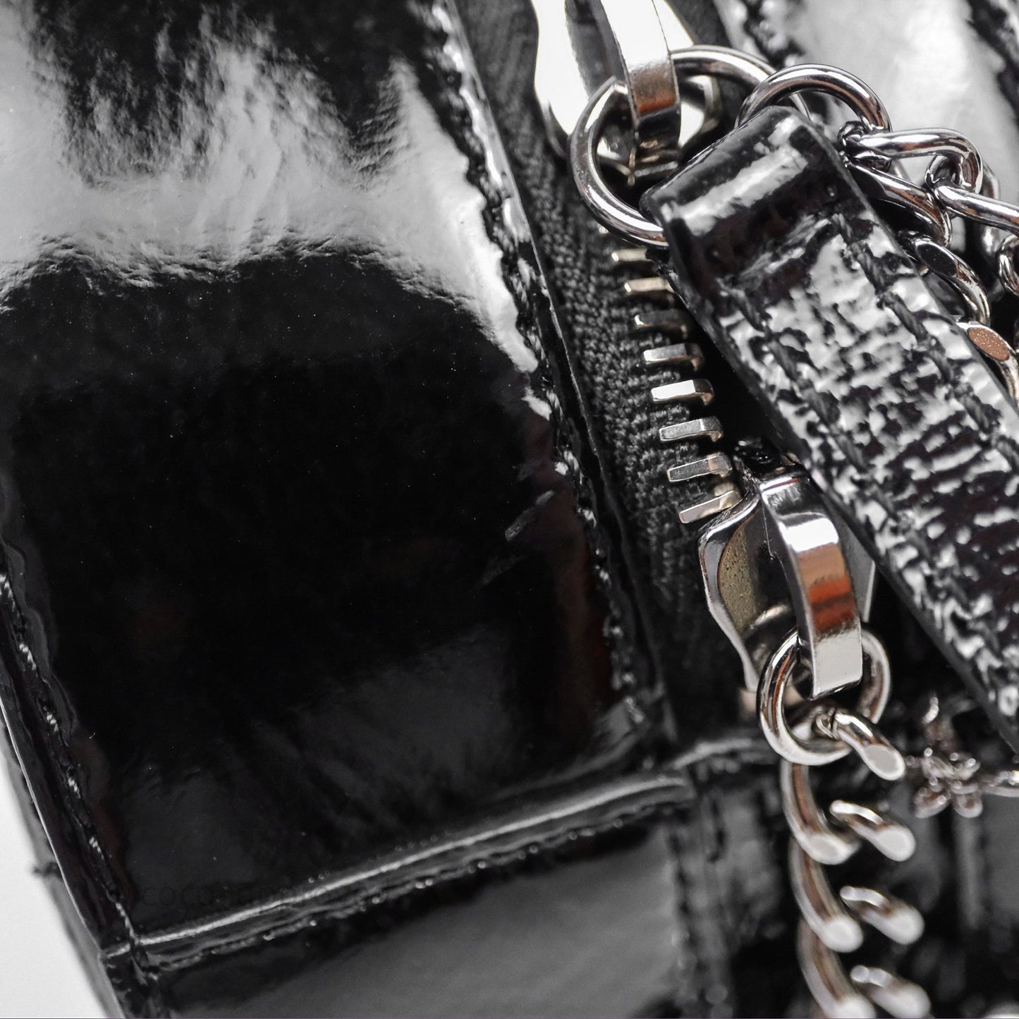 Chanel Round As Earth Bag with Owl Charm Black Patent Silver Hardware