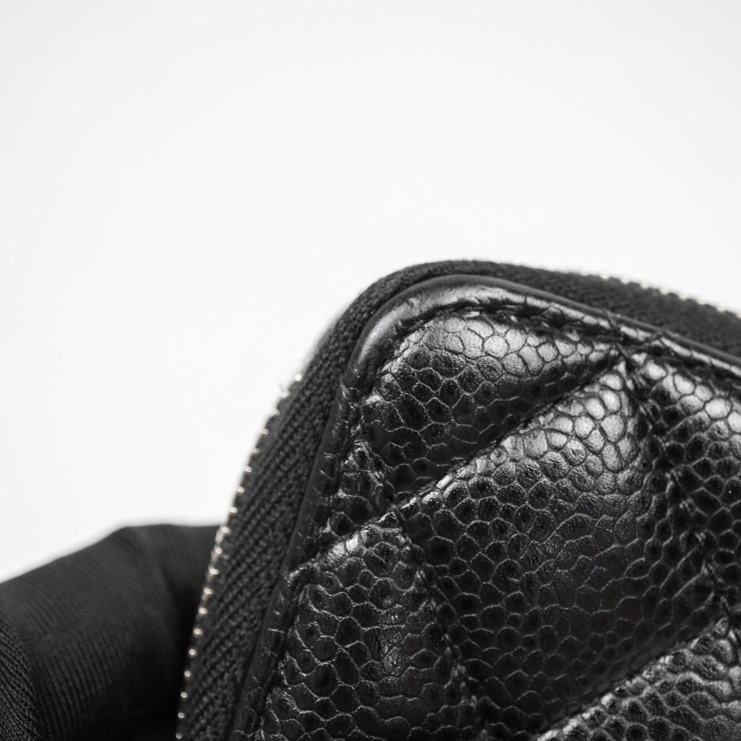 Chanel Classic Zipped Coin Purse Black Caviar Silver Hardware