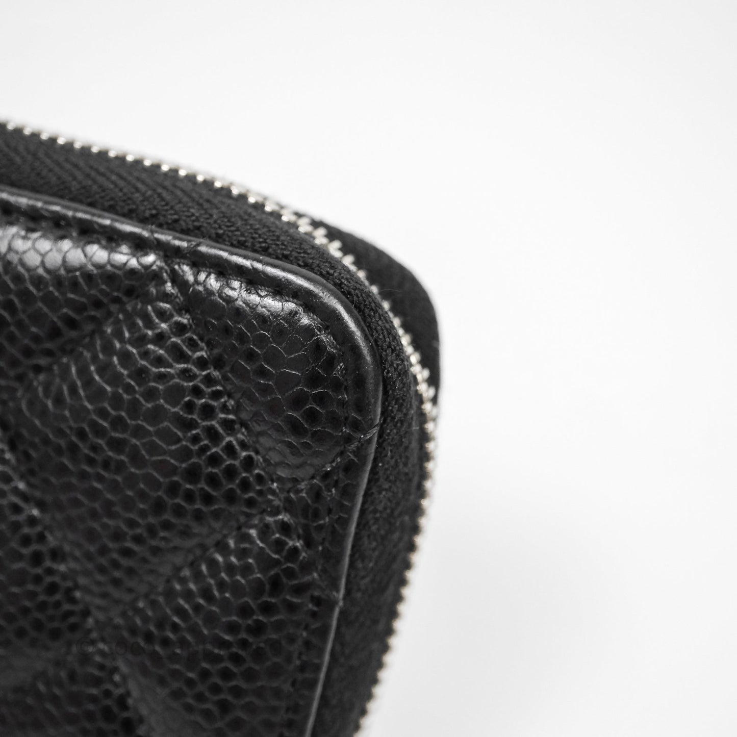 Chanel Classic Zipped Coin Purse Black Caviar Silver Hardware