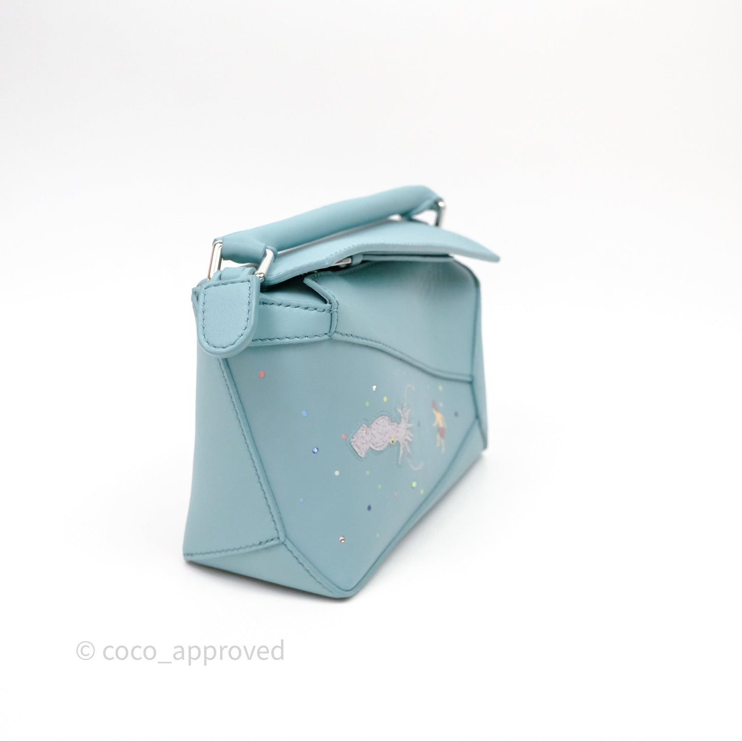 Loewe Mini Squid Suna Puzzle Bag Blue Silver Hardware