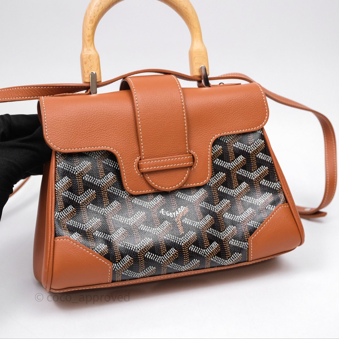 Goyard Saïgon Mini Bag Black And Tan Goyardine Canvas/ Chevroches Calfskin