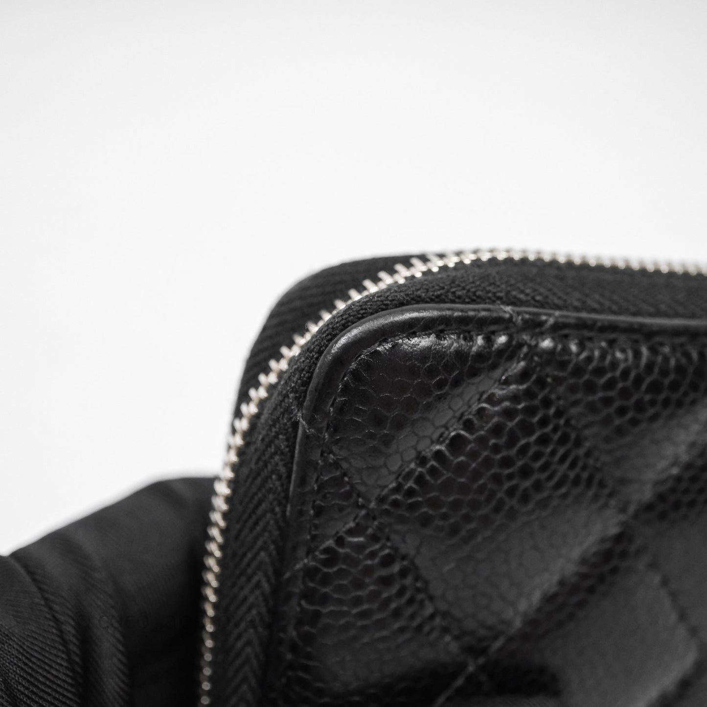 Chanel Classic Zipped Coin Purse Black Caviar Silver Hardware