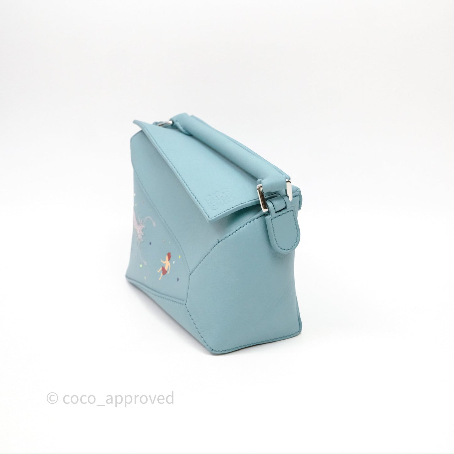 Loewe Mini Squid Suna Puzzle Bag Blue Silver Hardware