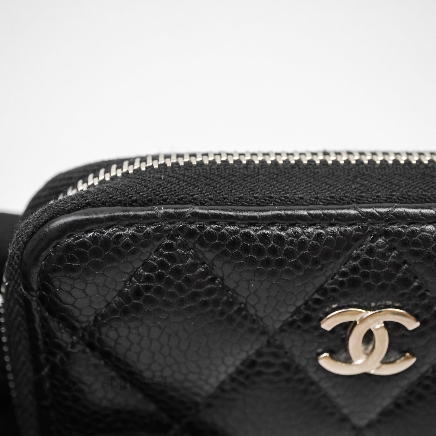 Chanel Classic Zipped Coin Purse Black Caviar Silver Hardware