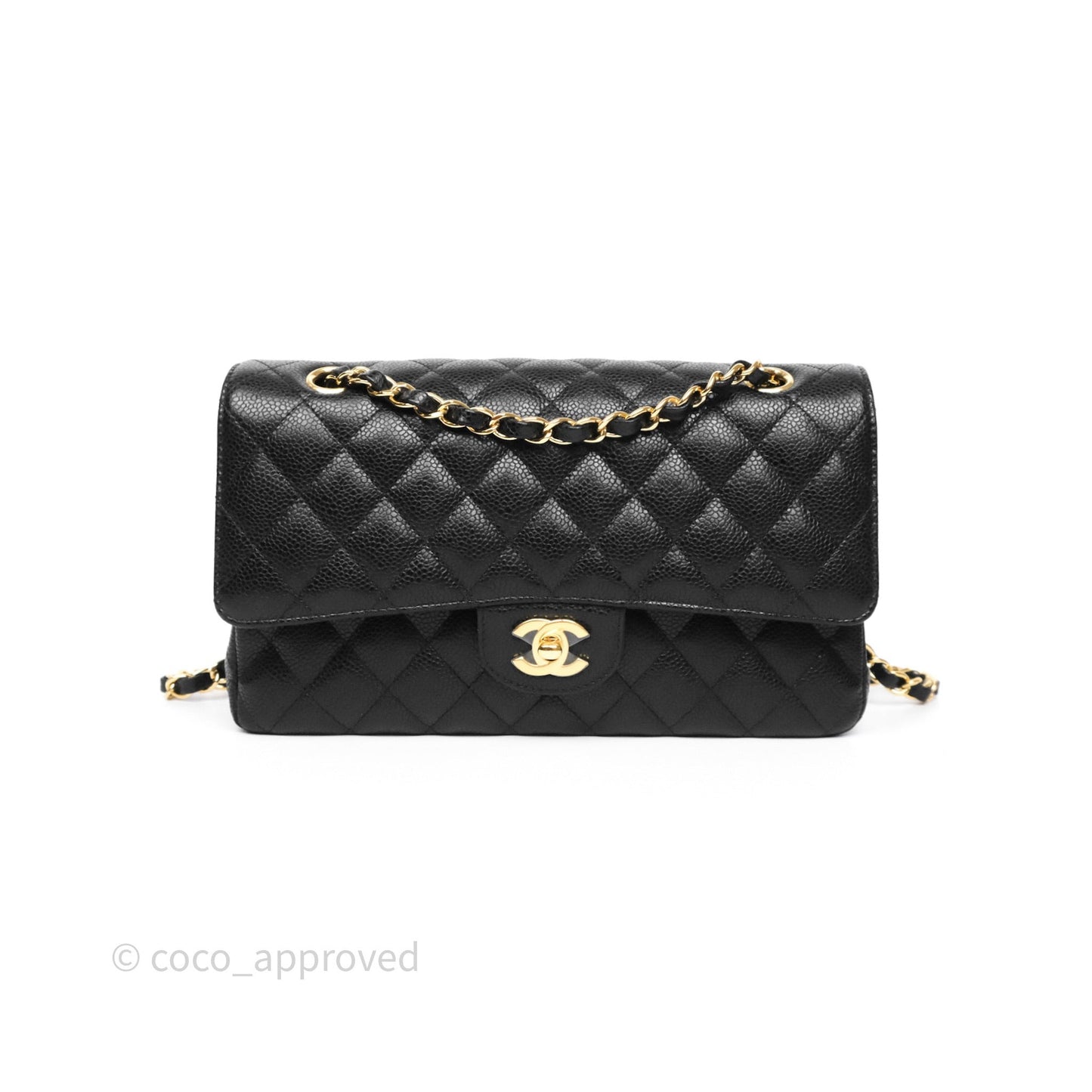 Chanel Classic M/L Medium Flap Quilted Black Caviar Gold Hardware