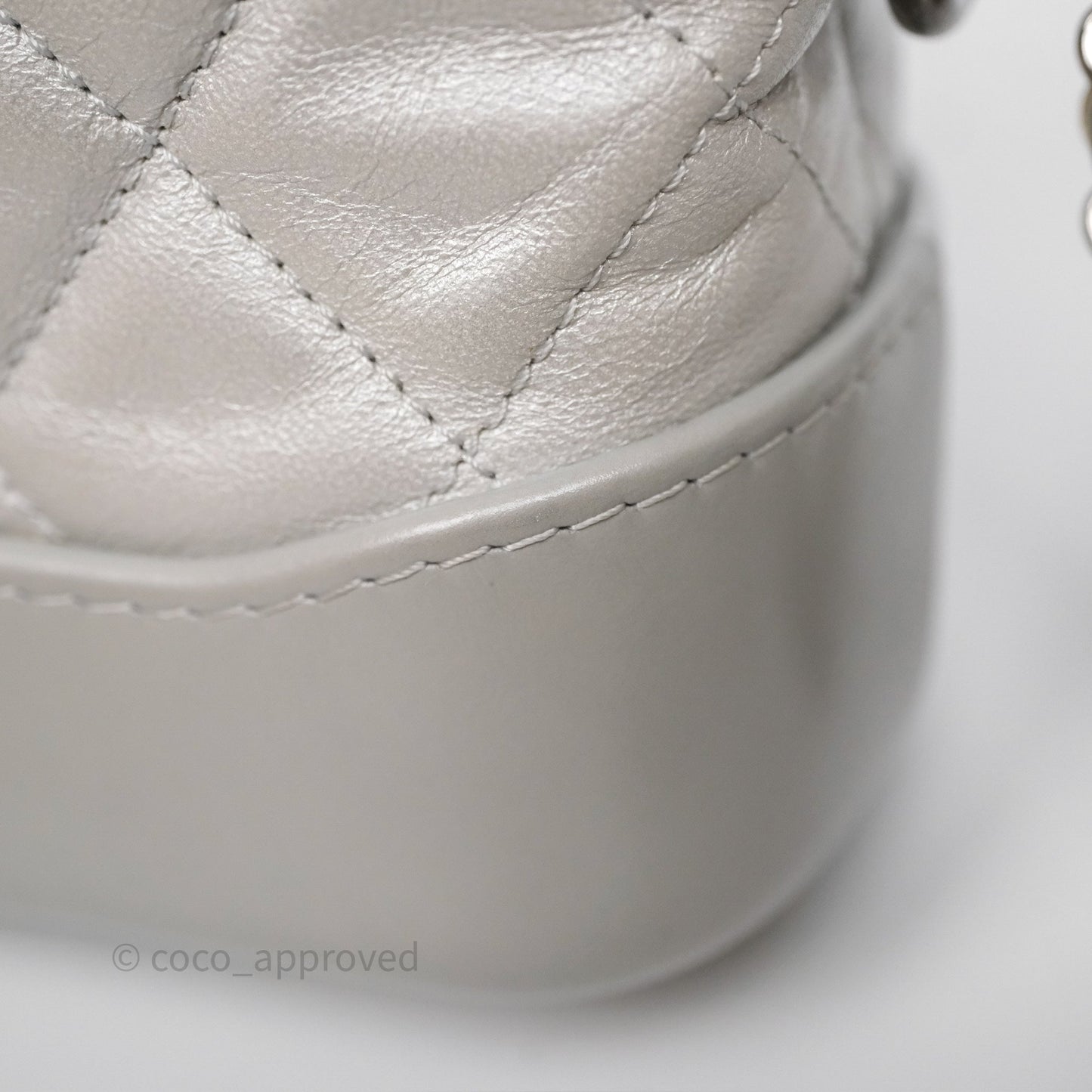 Chanel Small Gabrielle Hobo Quilted Pearly Iridescent Silver Aged Calfskin