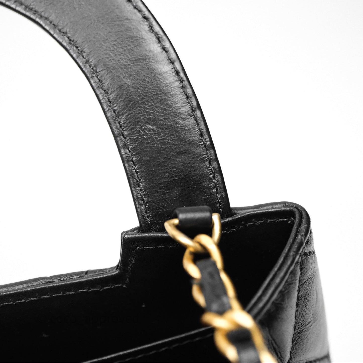 Chanel Kelly Bag Quilted Black Shiny Crumpled Calfskin Aged Gold Hardware