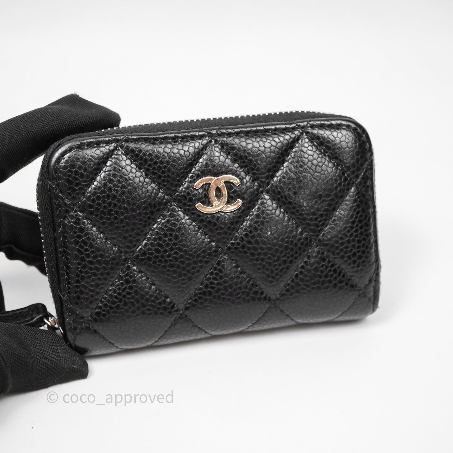 Chanel Classic Zipped Coin Purse Black Caviar Silver Hardware