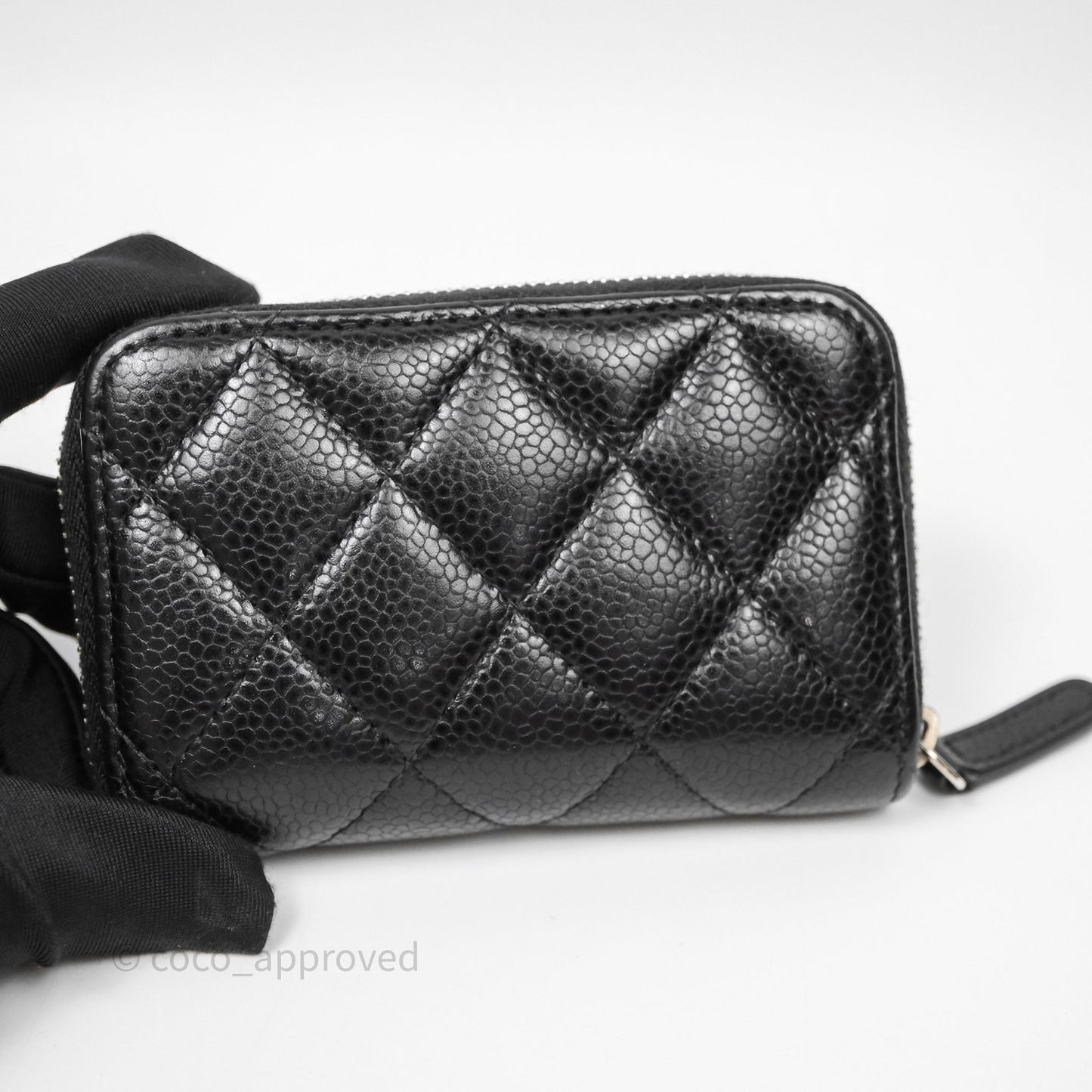Chanel Classic Zipped Coin Purse Black Caviar Silver Hardware