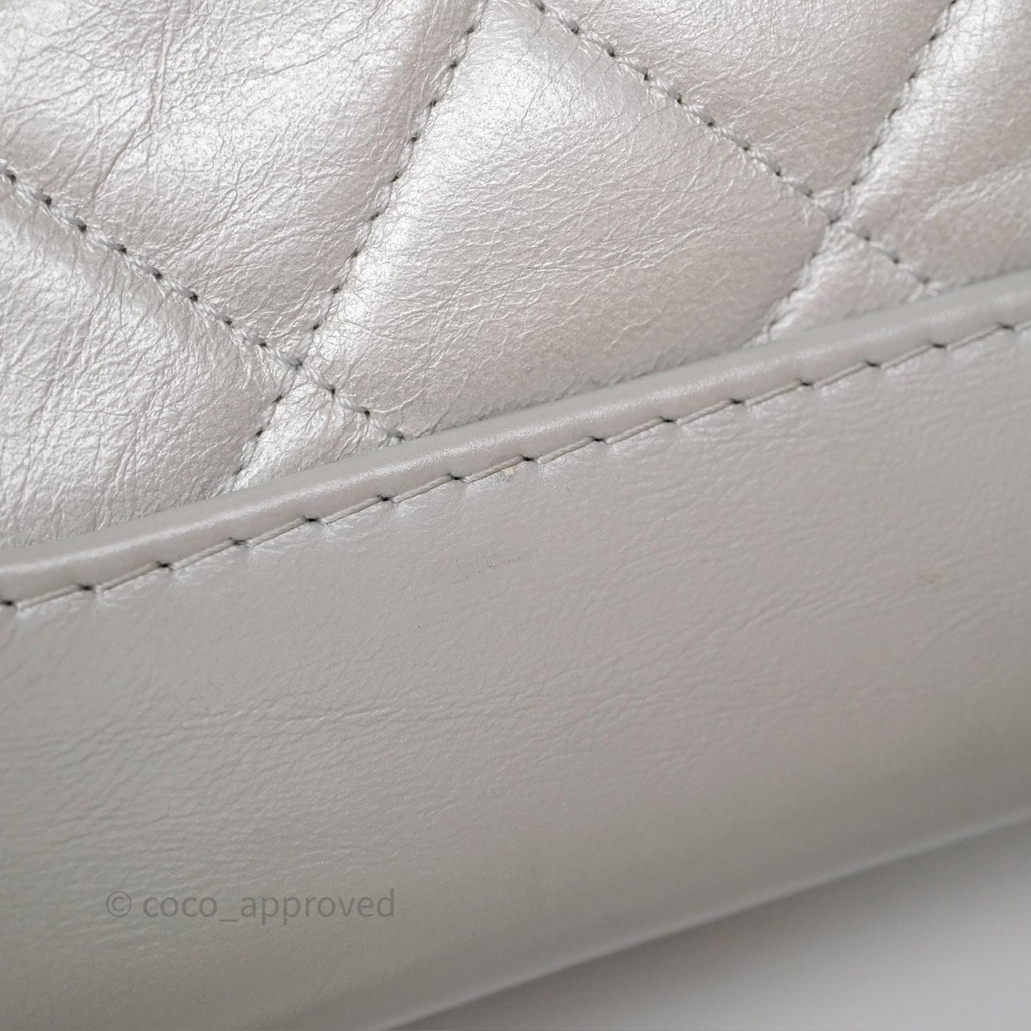 Chanel Small Gabrielle Hobo Quilted Pearly Iridescent Silver Aged Calfskin